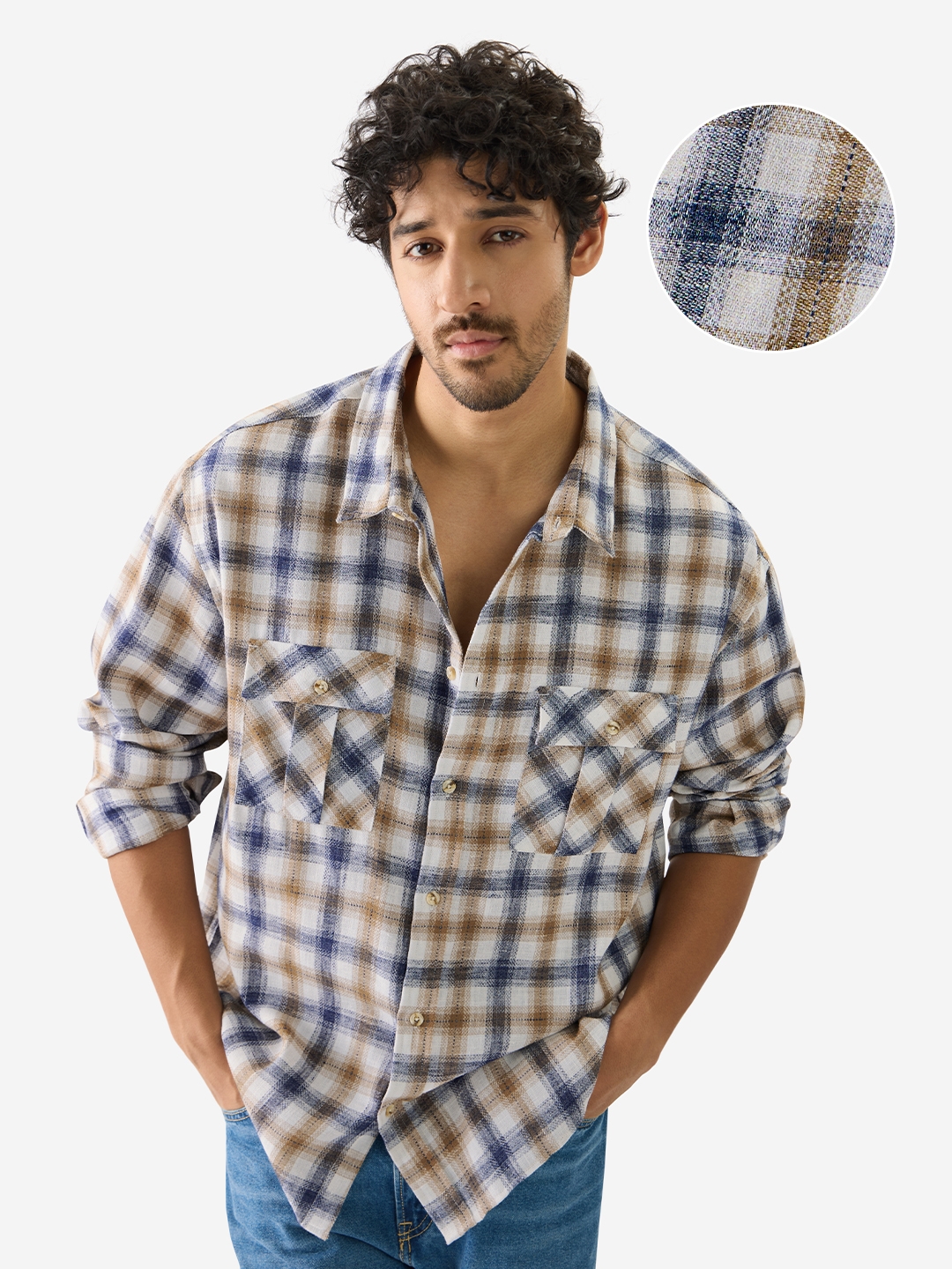 The Souled Store | Men's Khaki Utility Casual Shirt