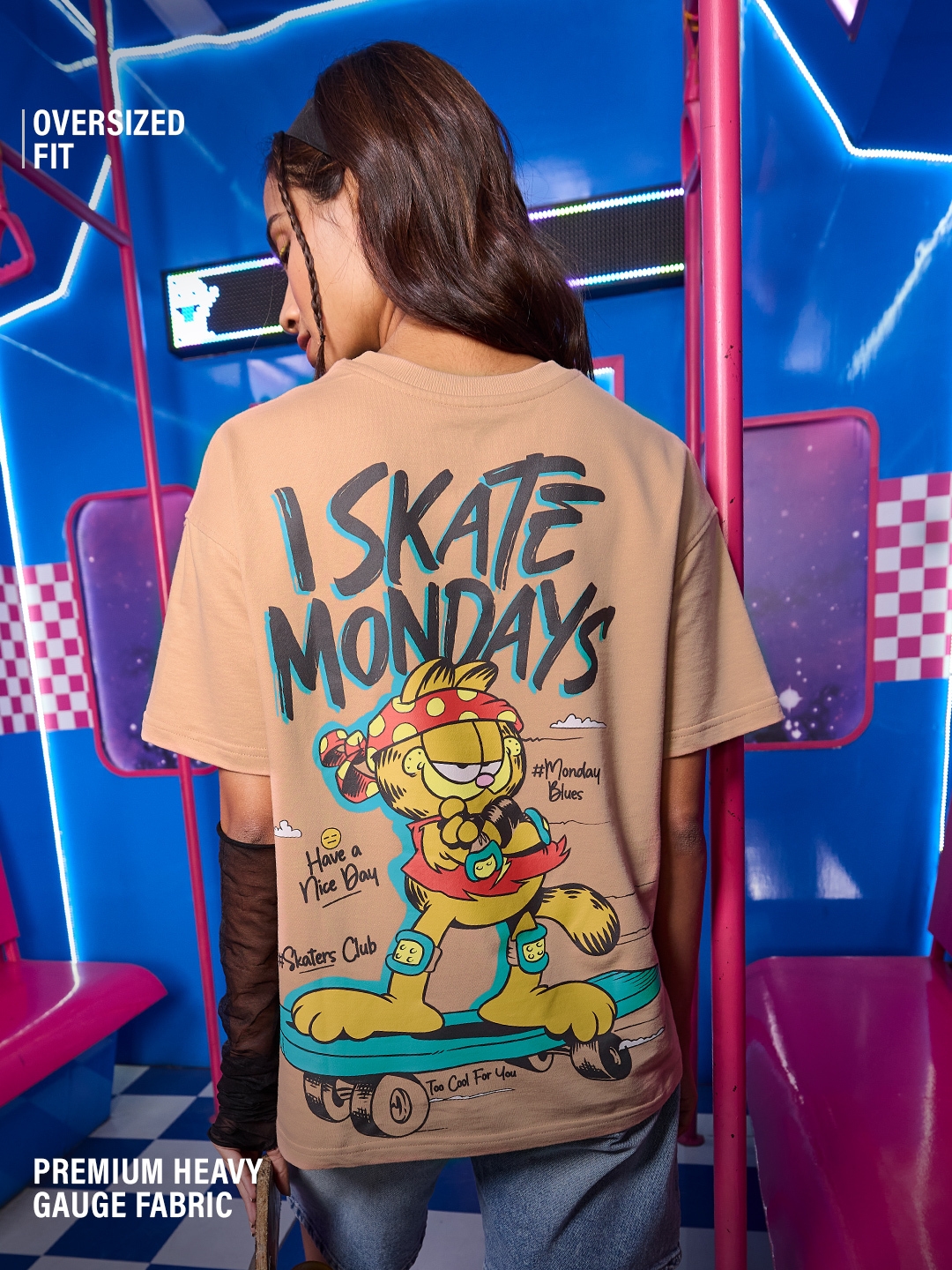 The Souled Store | Women's Garfield: I Skate Mondays Women's Oversized T-Shirt
