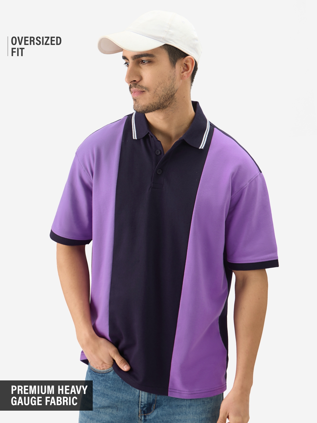Men's Colorblock Twilight Oversized Polo T-Shirt