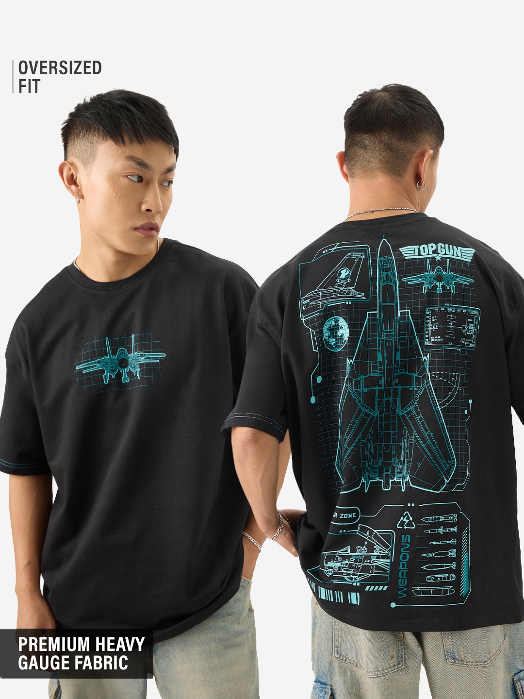 The Souled Store | Men's Top Gun Blueprint Oversized T-Shirts