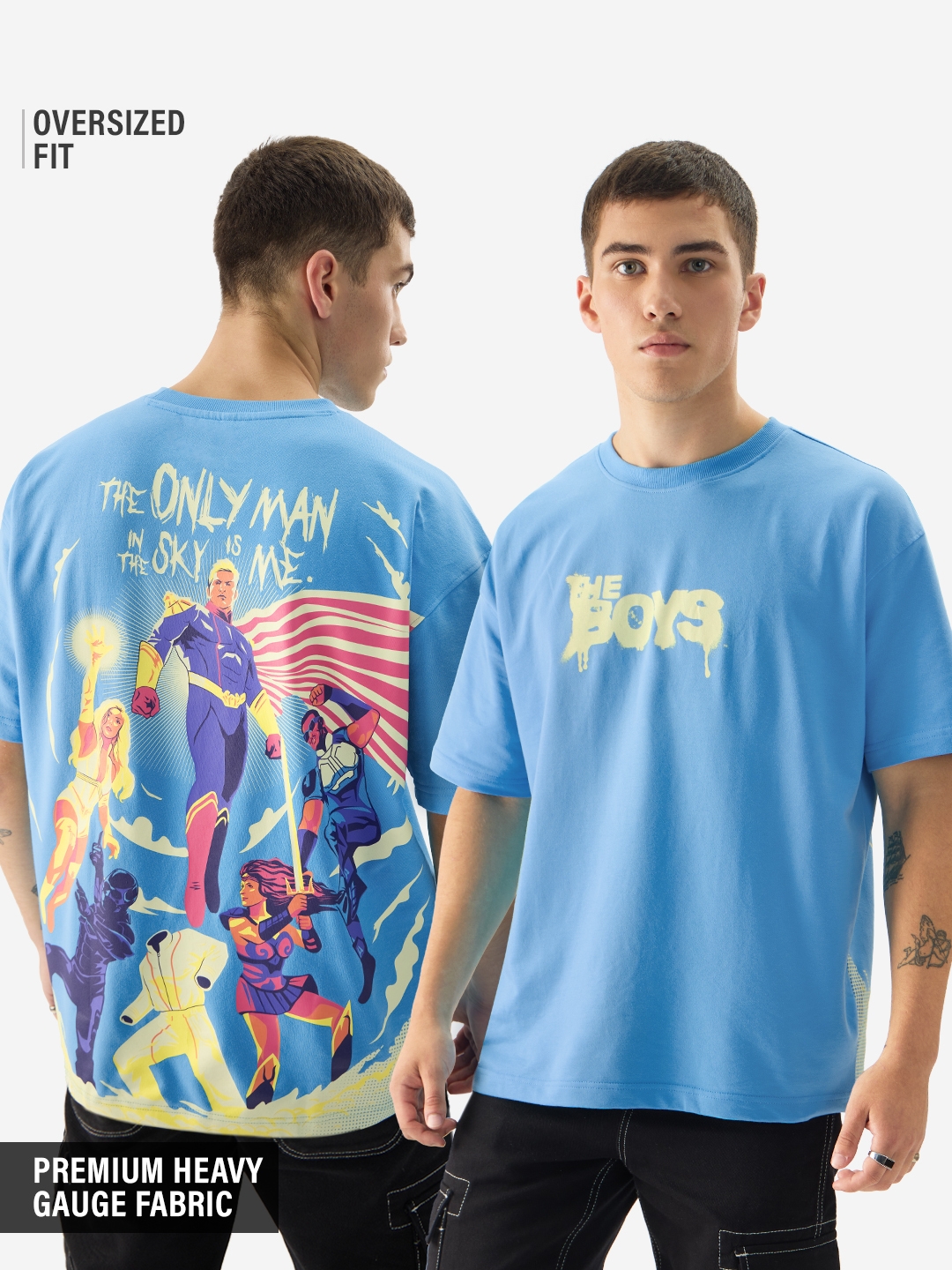 The Souled Store | Men's The Boys Only Man In The Sky Oversized T-Shirts