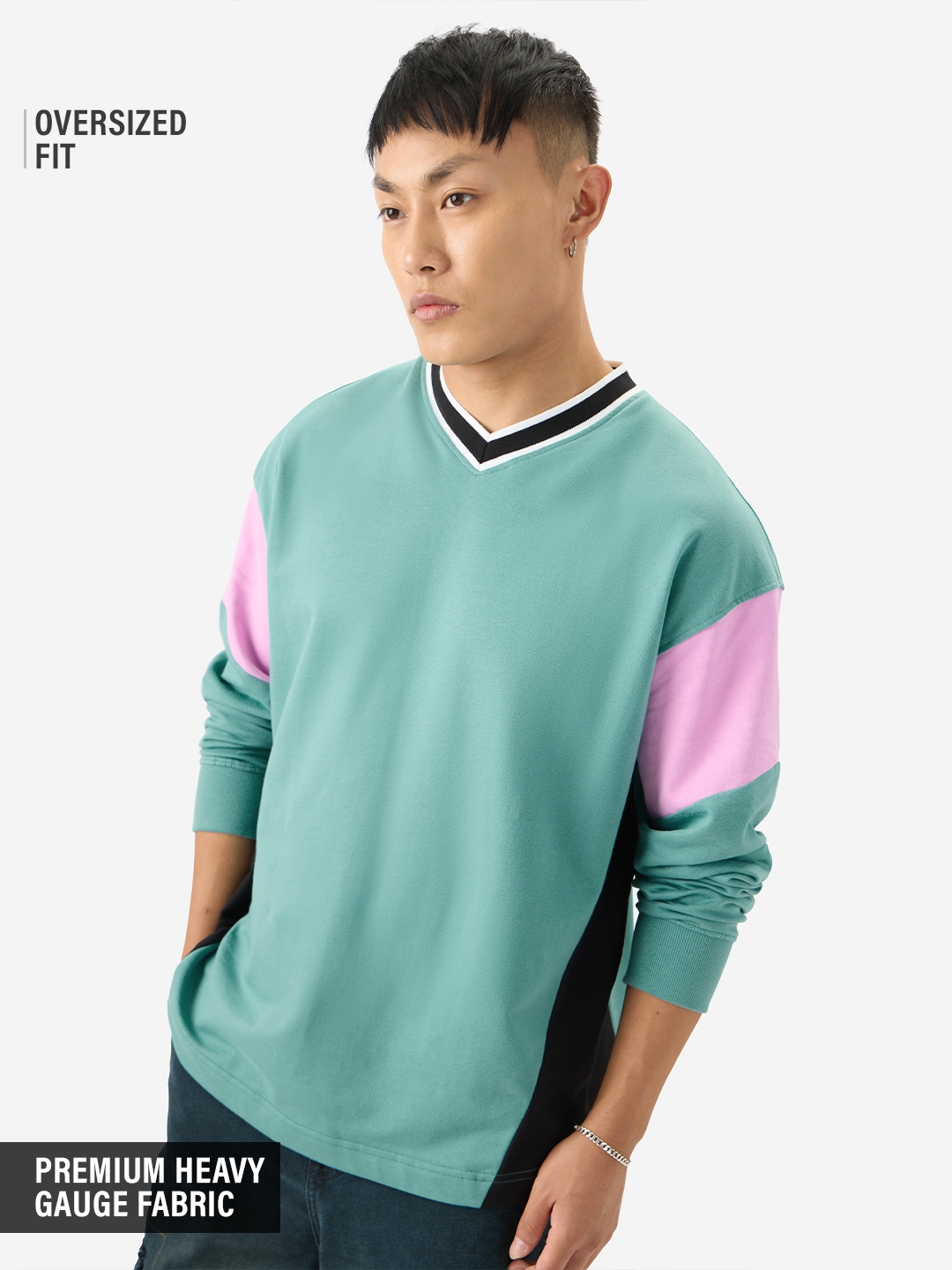 The Souled Store | Men's Dusty Teal Oversized T-Shirts