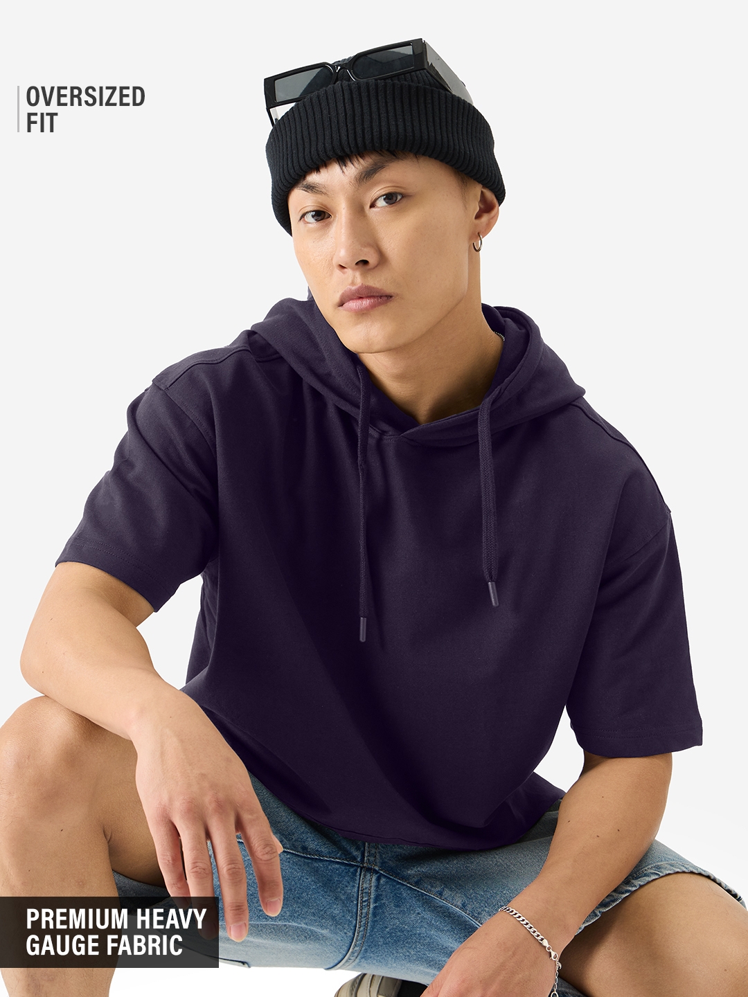 The Souled Store | Men's Solid Berry Hooded T-Shirts