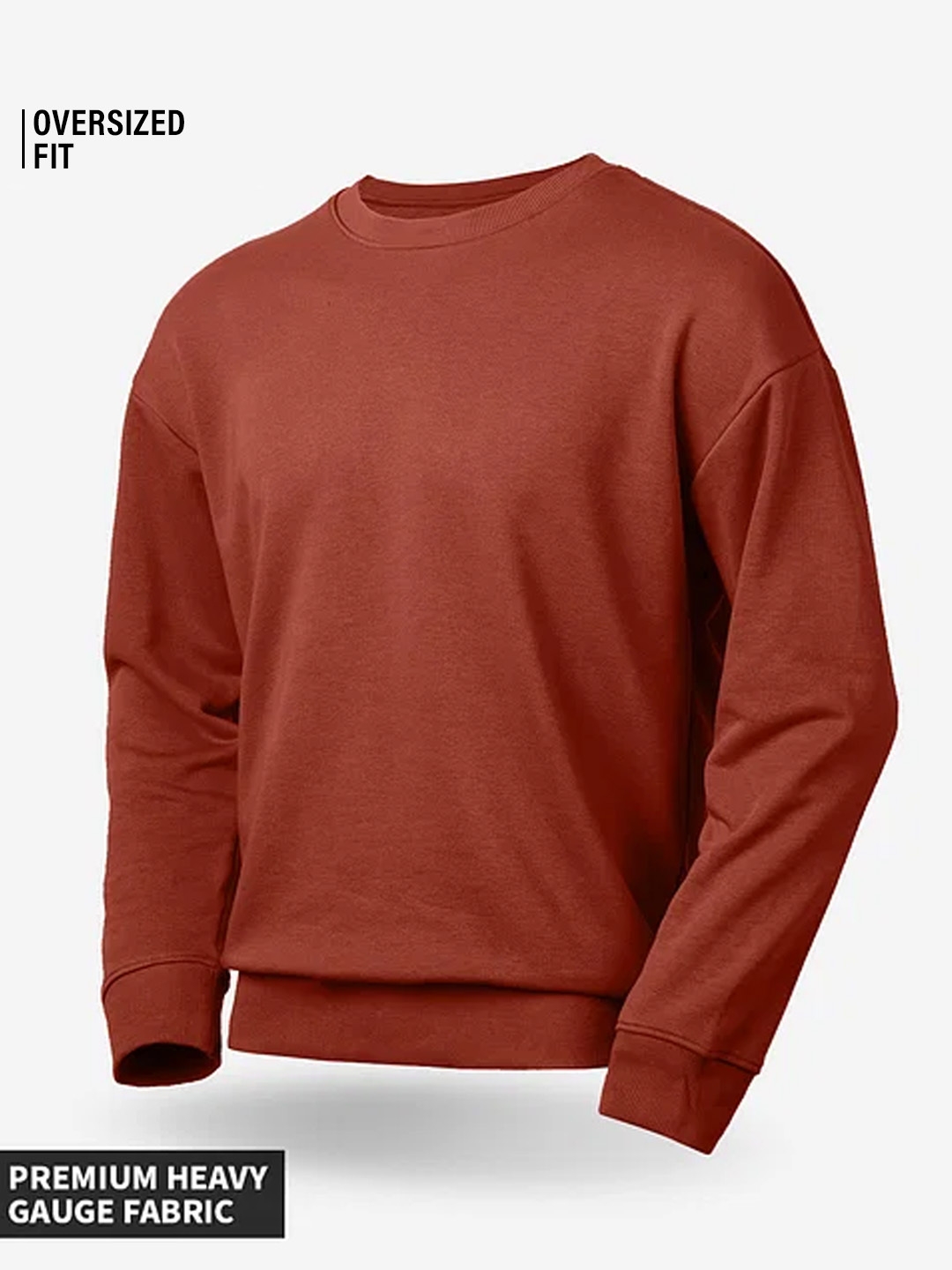 The Souled Store | Men's Solids: Red Clay Men's Oversized Sweatshirts