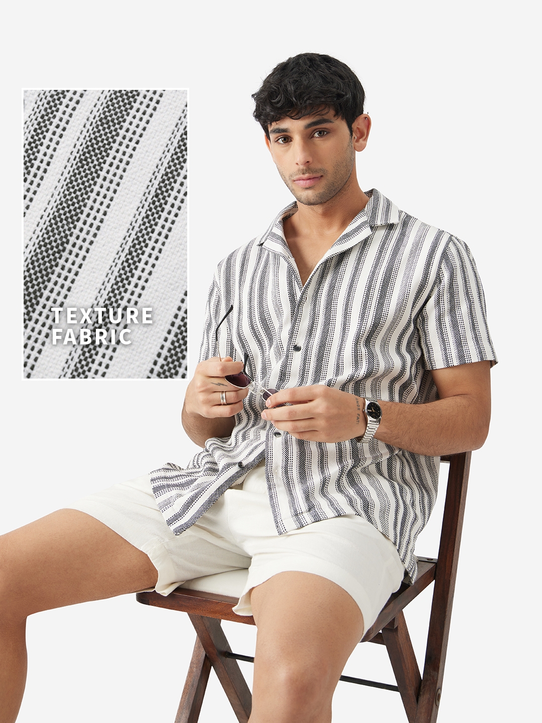 The Souled Store | Men's TSS Originals: Monochrome Stripes Men's Textured Shirts