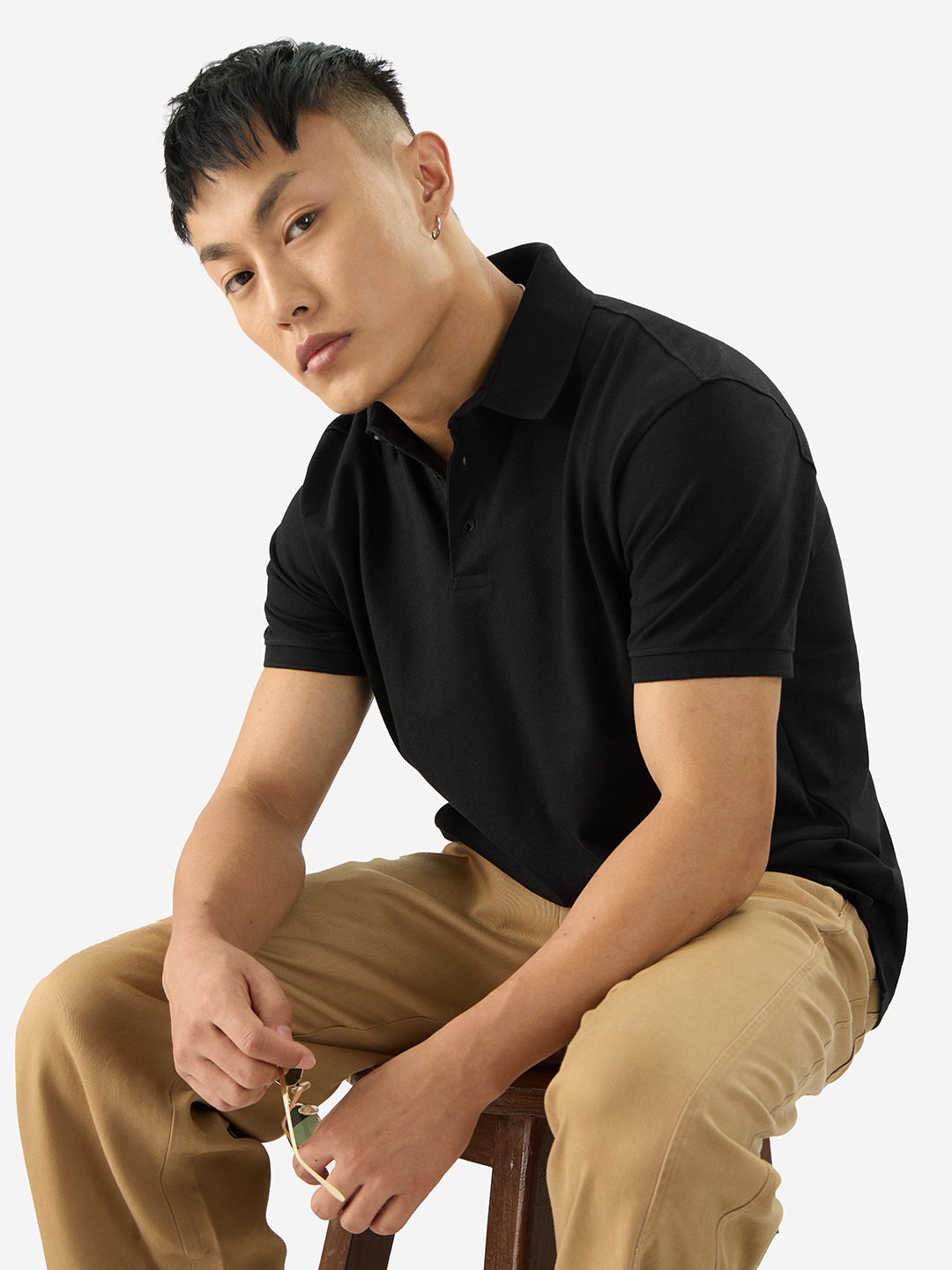 Men's Solids: Black Polos