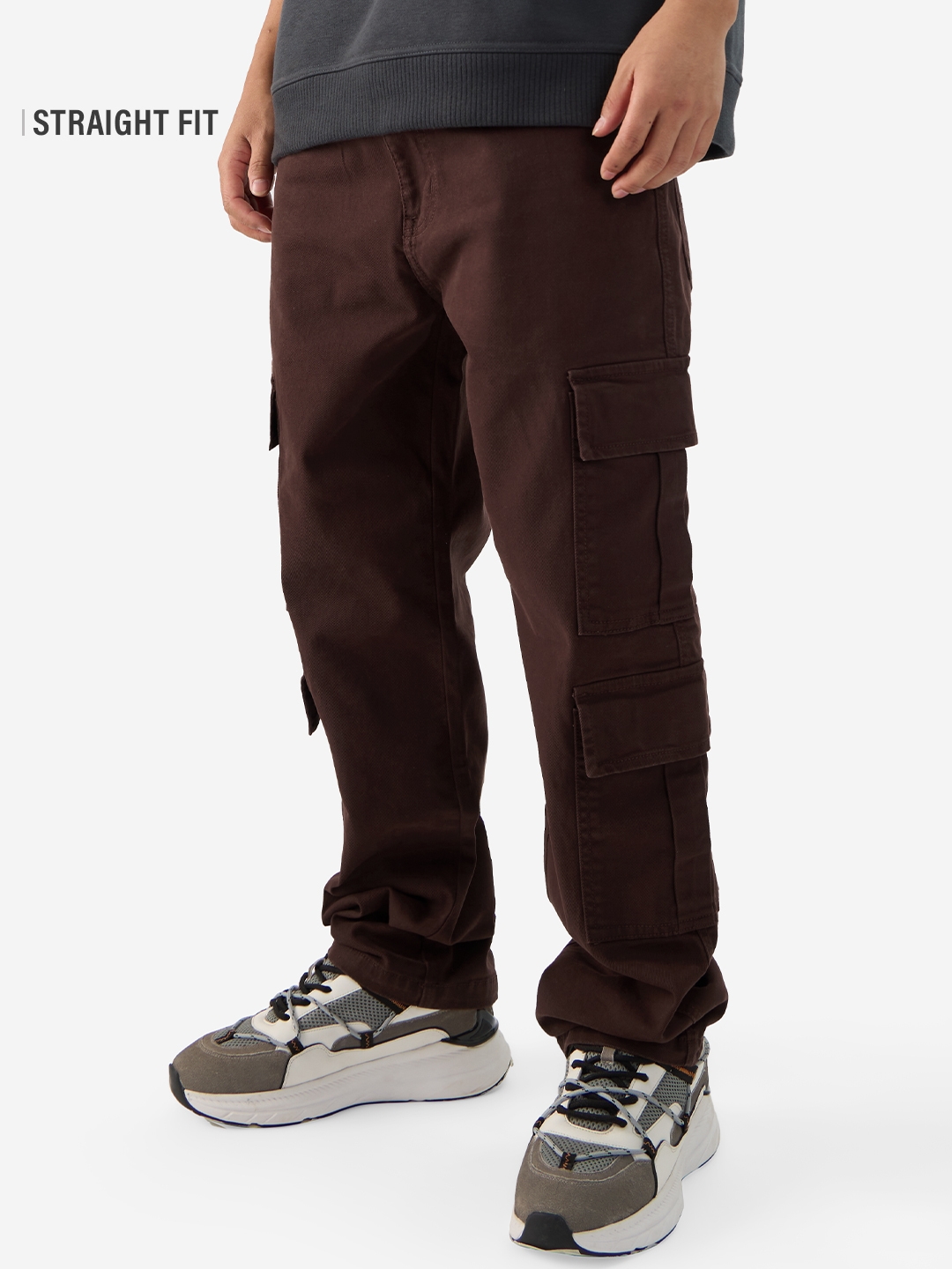 Men's Solids Decadent Chocolate Cargo Jeans