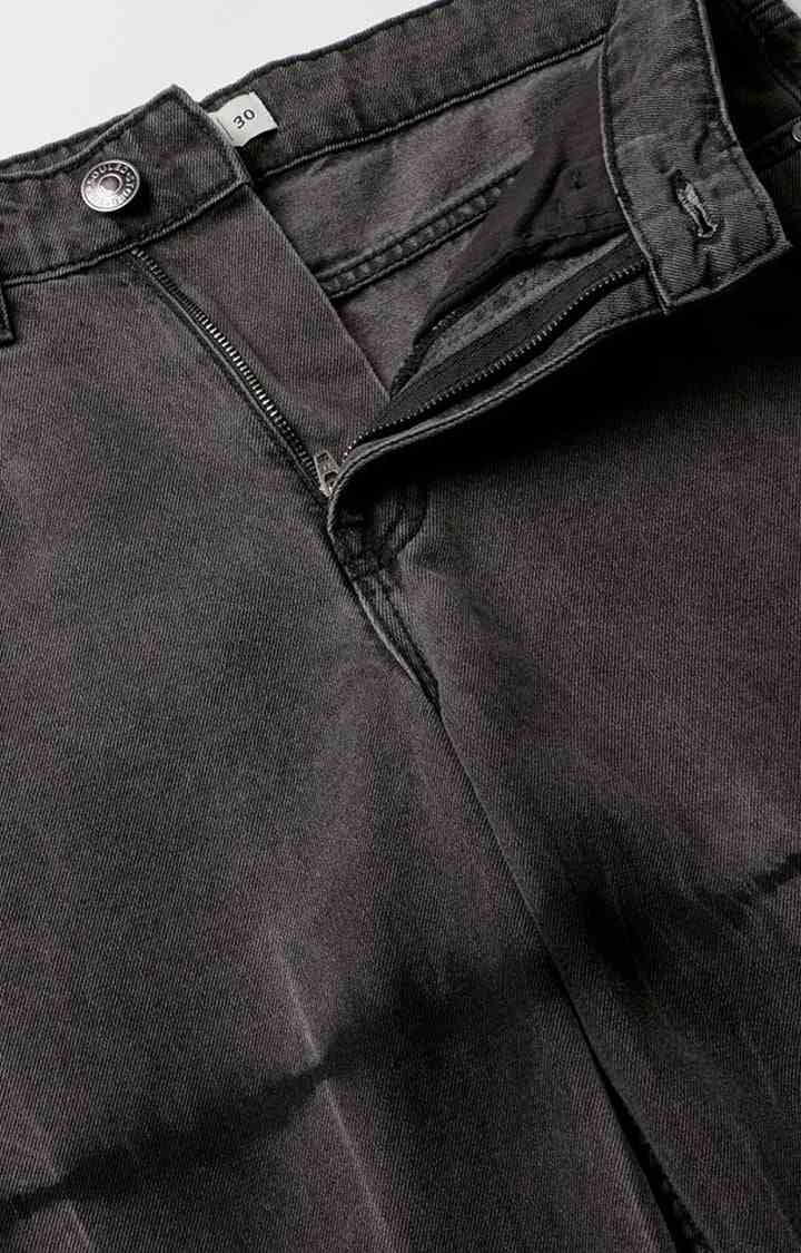 Men's Grey Cotton Solid Relaxed Jeans