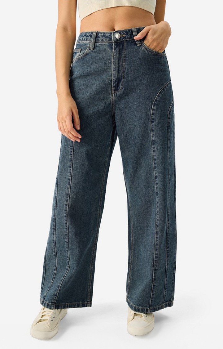 Women's Spruce Cotton Solid Wide Leg Jeans