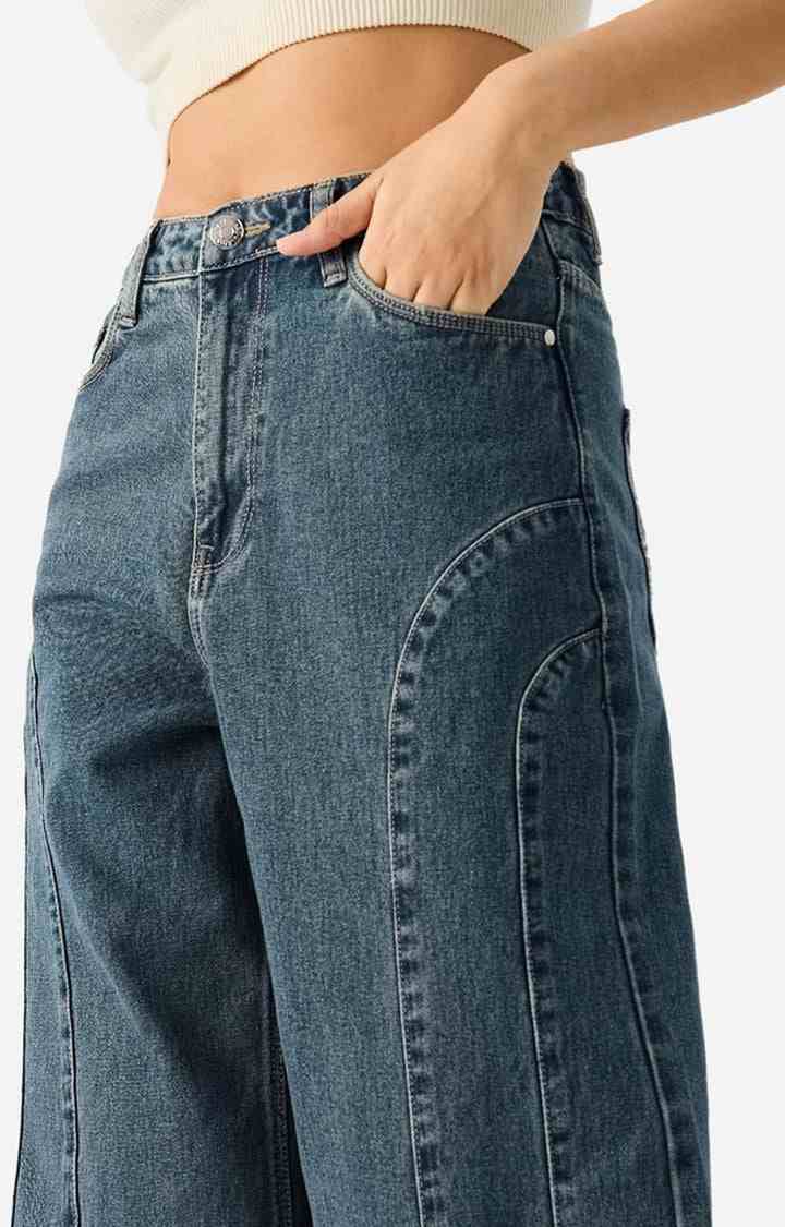 Women's Spruce Cotton Solid Wide Leg Jeans