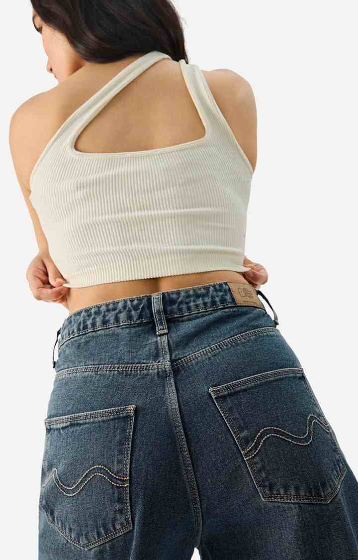 Women's Spruce Cotton Solid Wide Leg Jeans