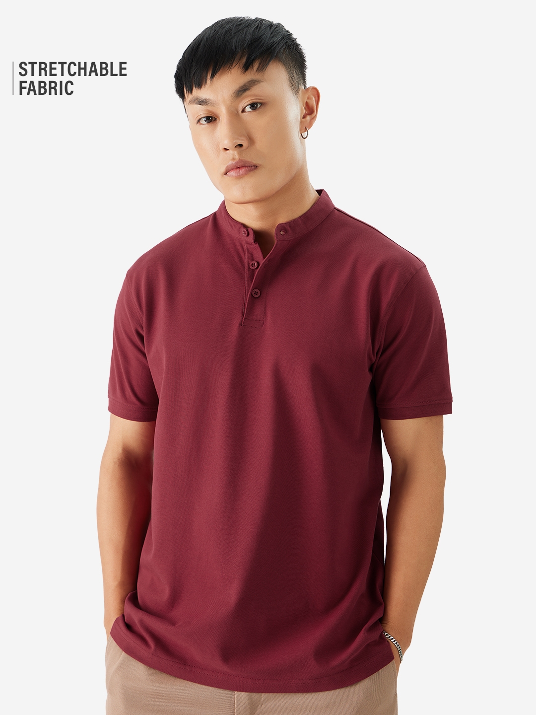 The Souled Store | Men's Solids: Rhubarb Mandarin Polo T-Shirt