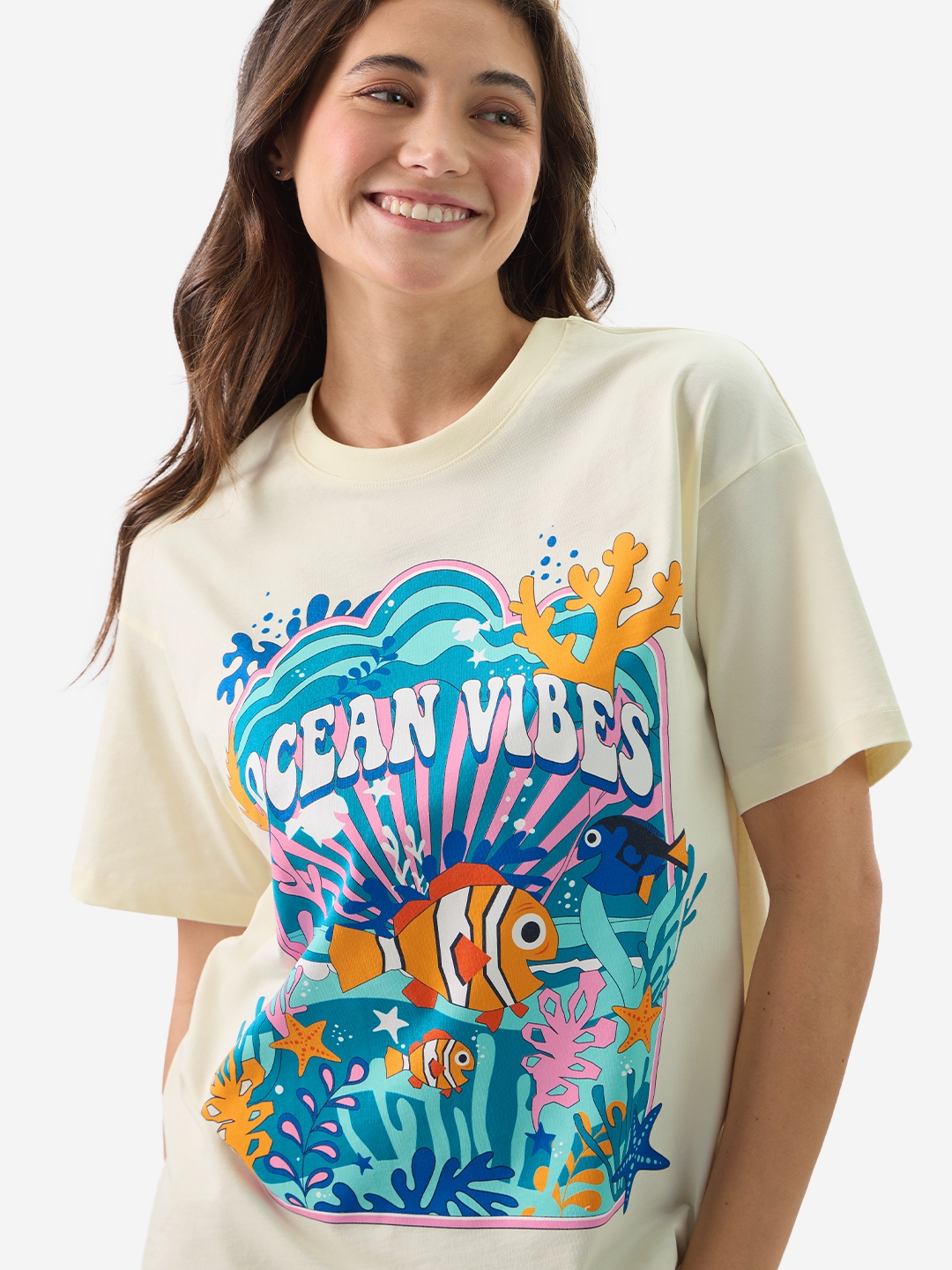 The Souled Store | Women's Disney: Ocean Vibes Women's Relaxed Fit T-Shirt