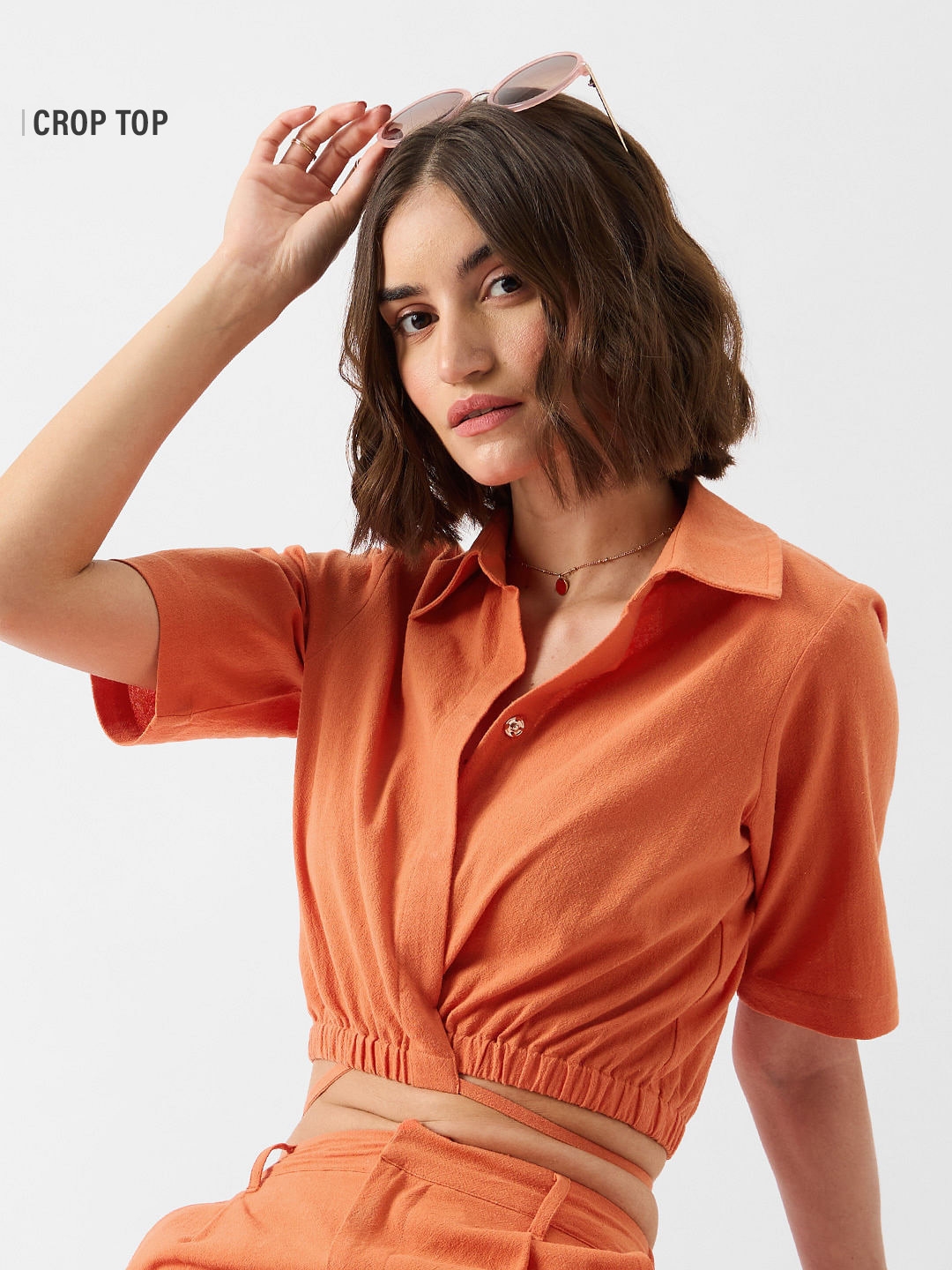 The Souled Store | Women's Solids: Rust Cropped Shirts