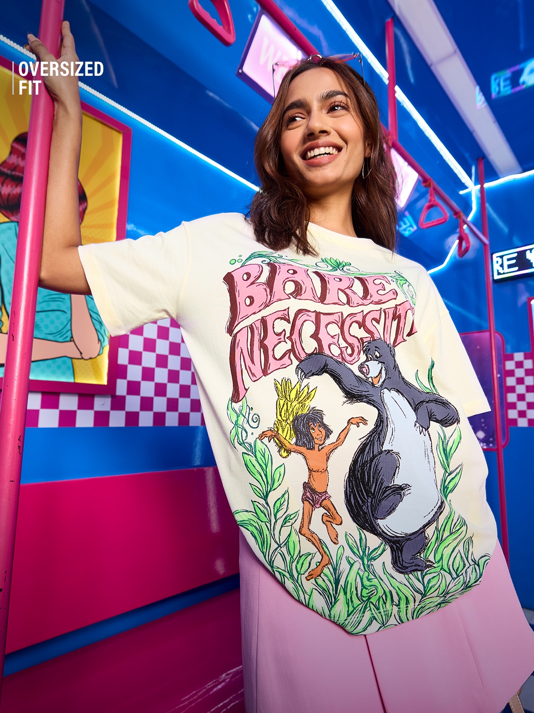 The Souled Store | Women's Disney: Bare Necessities Women's Oversized T-Shirt