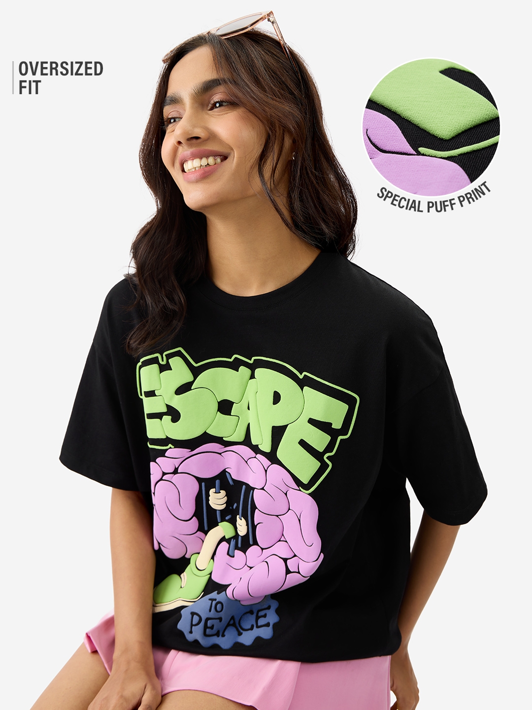 The Souled Store | Women's  Original Escape To Peace  Oversized T-Shirt