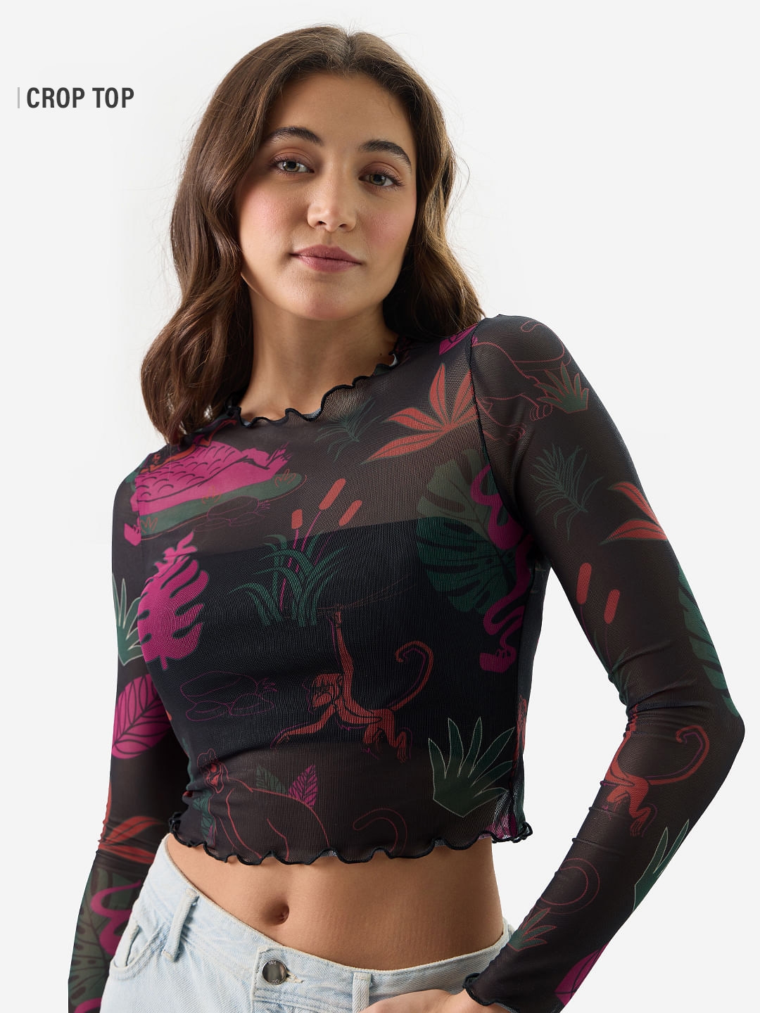 The Souled Store | Women's Mesh Top: Jungle Book Women's Cropped Tops