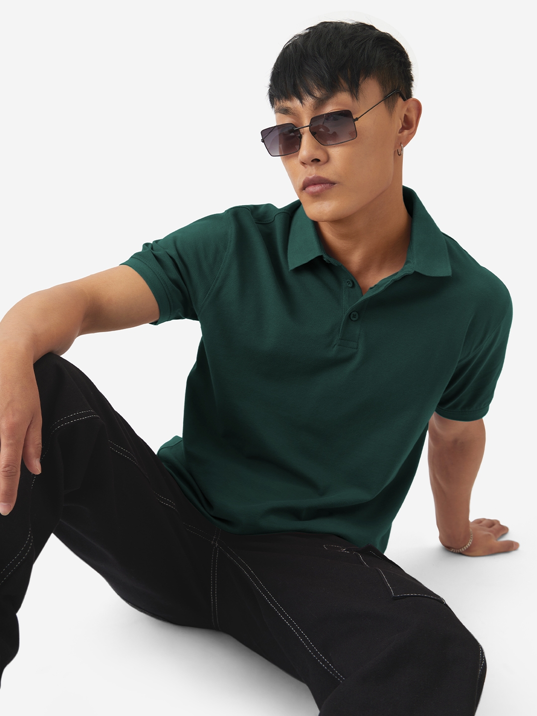 The Souled Store | Men's Solids: Emerald Green Polo T-Shirt