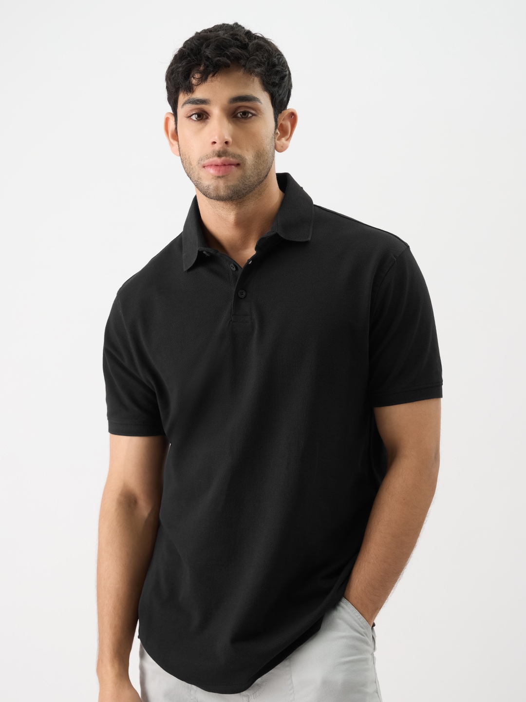 The Souled Store | Men's Solids: Black Polo T-Shirt
