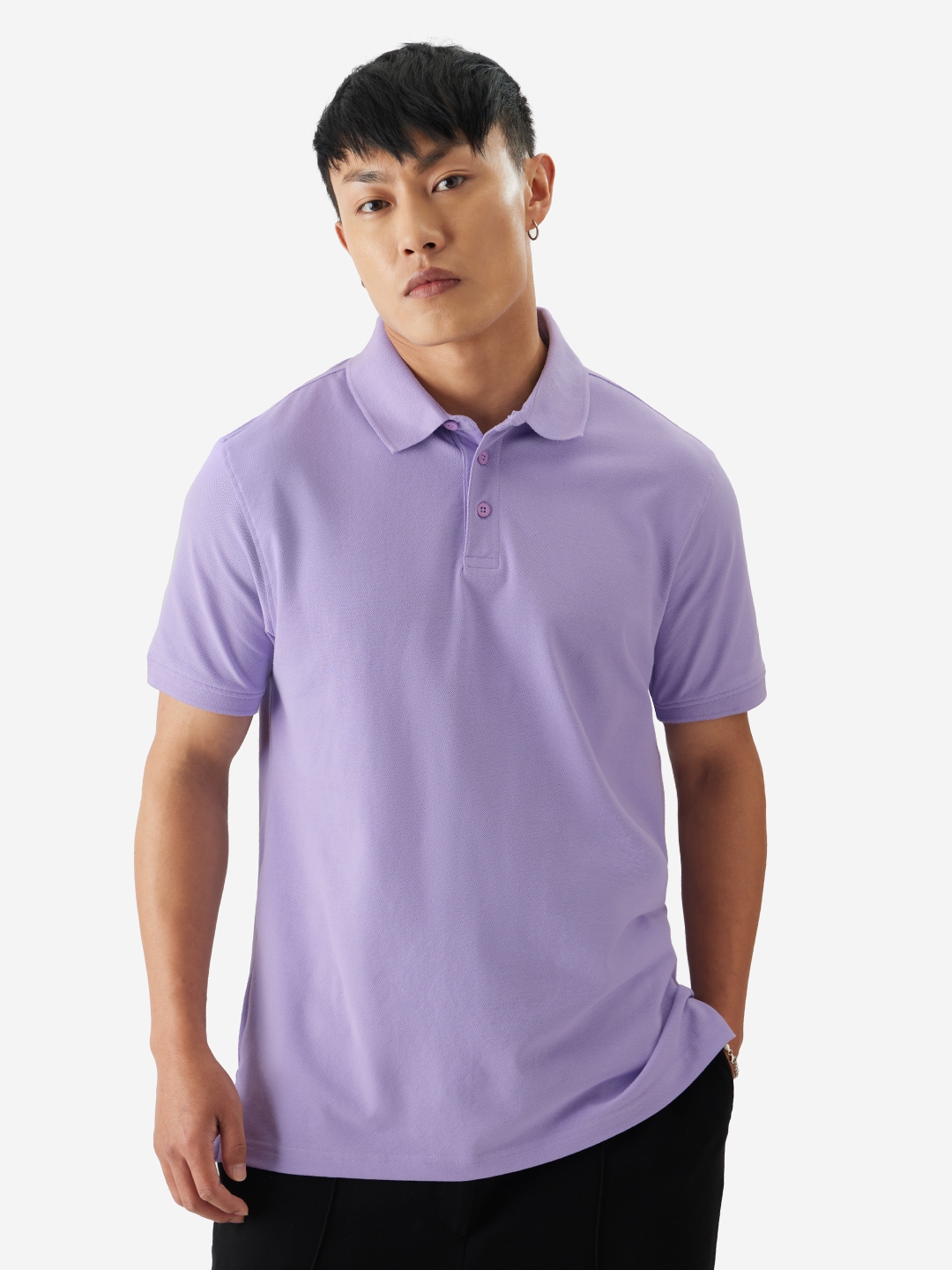 The Souled Store | Men's Solids: Deep Lavender Polo T-Shirt