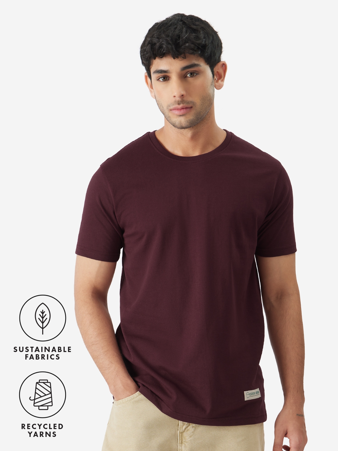 The Souled Store | Men's Classic Sustainable Tee: Wine T-Shirt