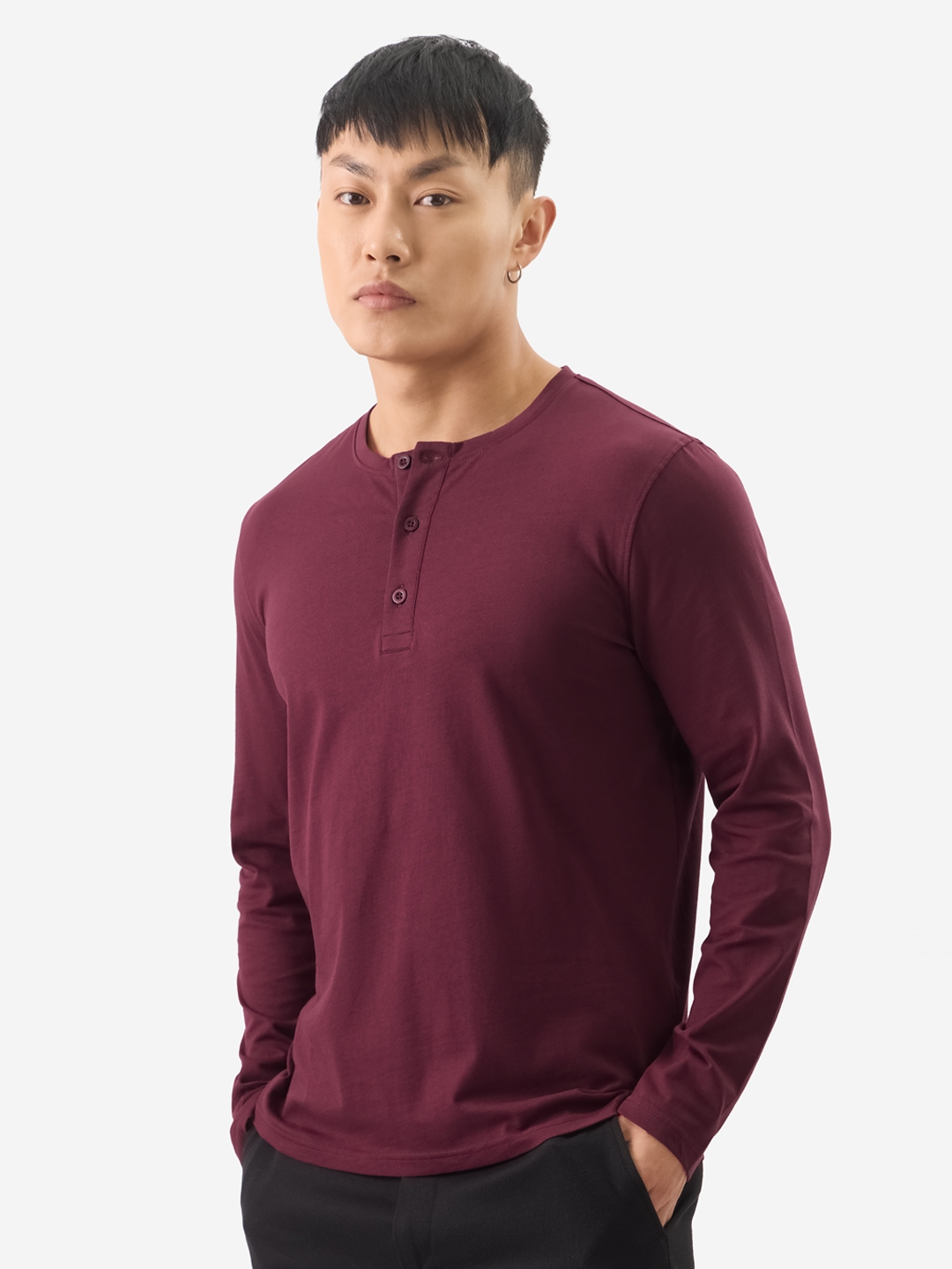 The Souled Store | Men's Solid: Pomegranate Henley T-Shirts
