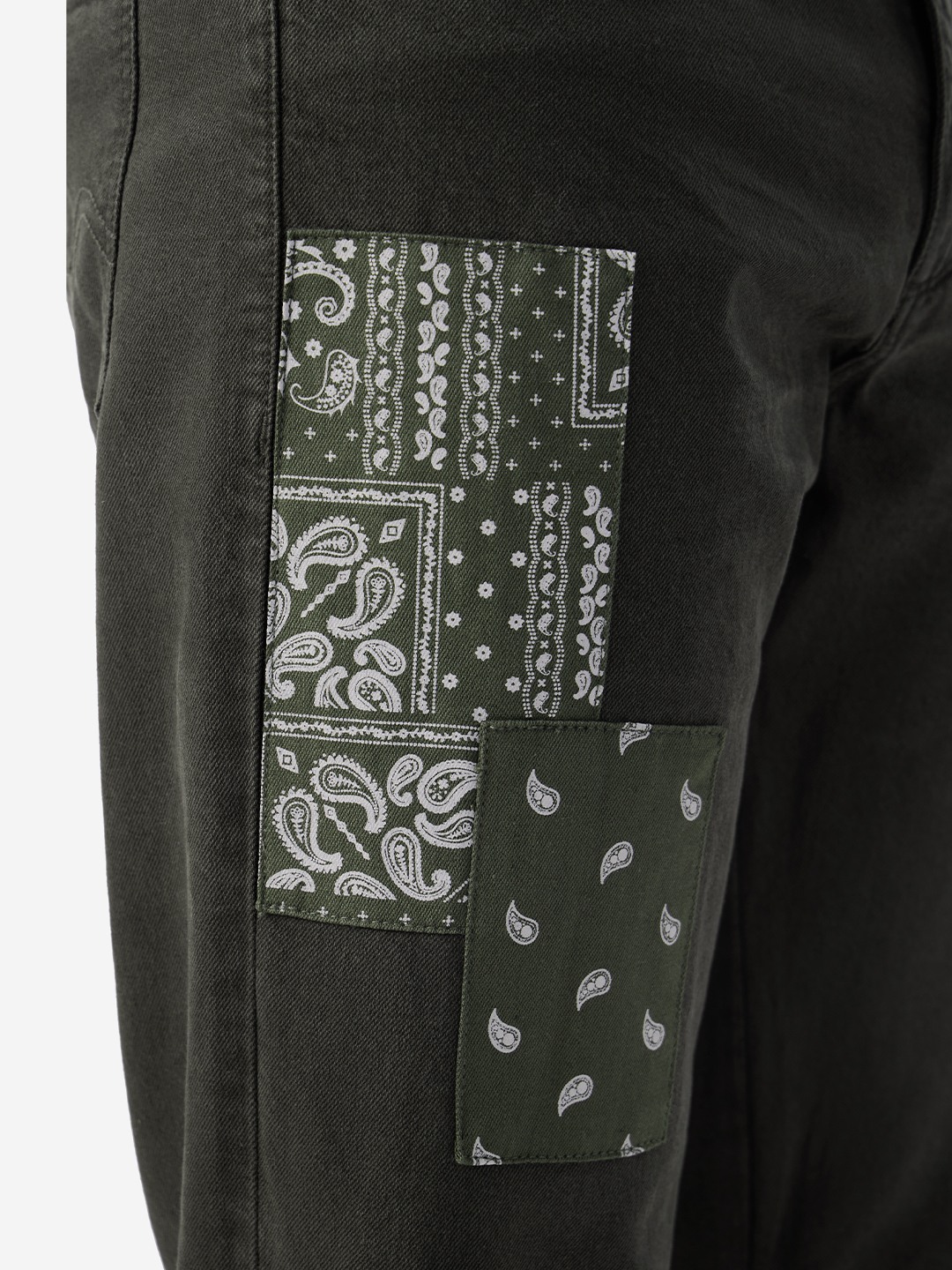 Men's Black Polycotton Printed Straight Jeans