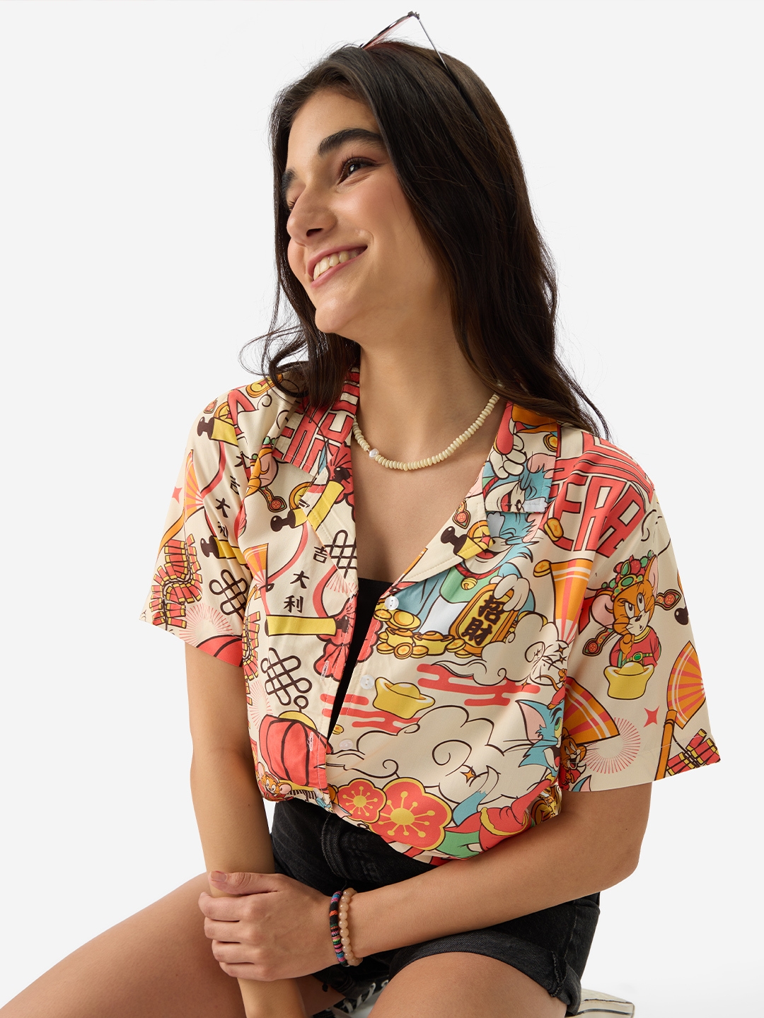 The Souled Store | Women's Tom And Jerry New Year  Summer Oversized Shirt