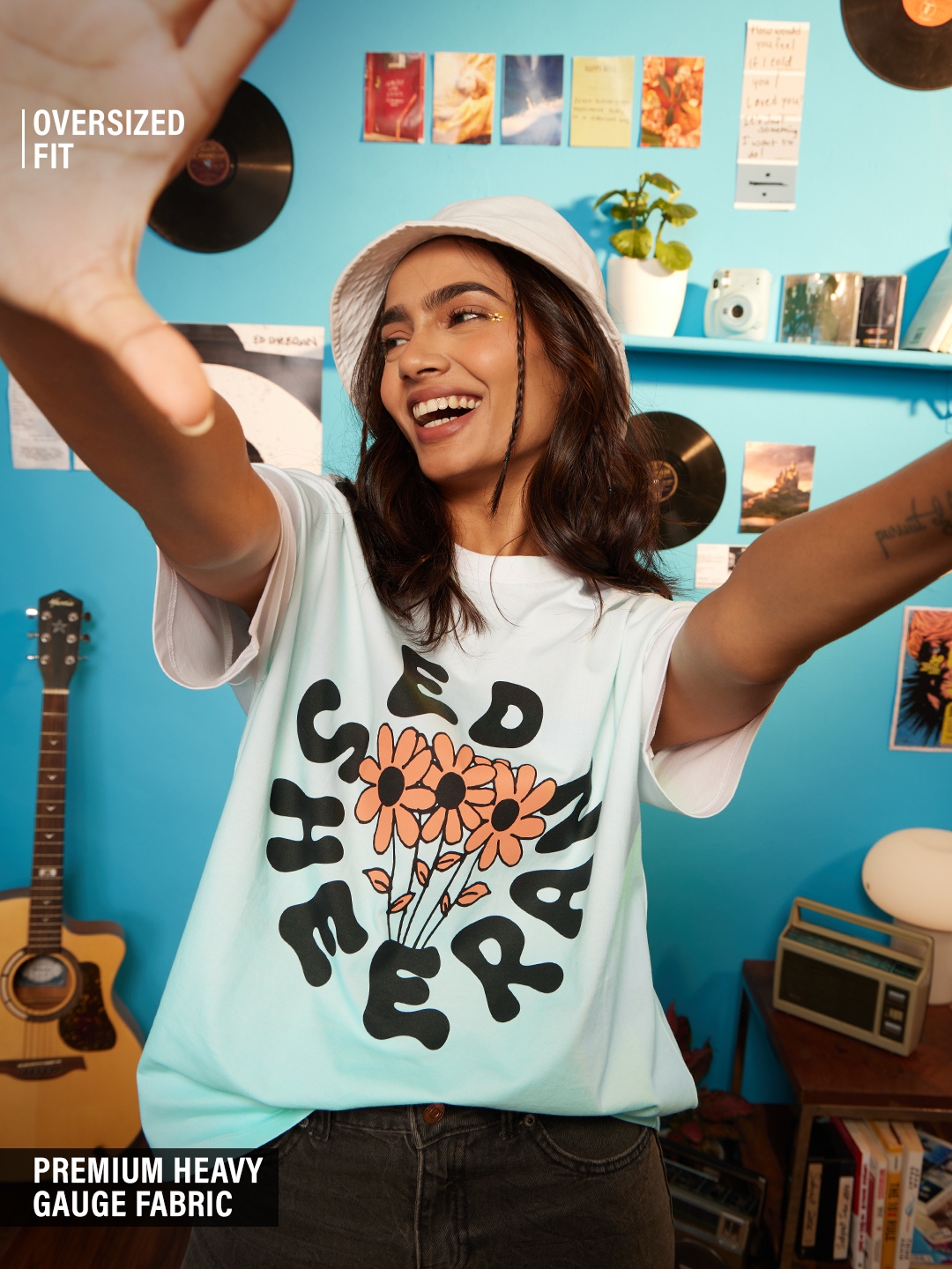 The Souled Store | Women's Ed Sheeran: Flower (Ombre) Women's Oversized T-Shirt