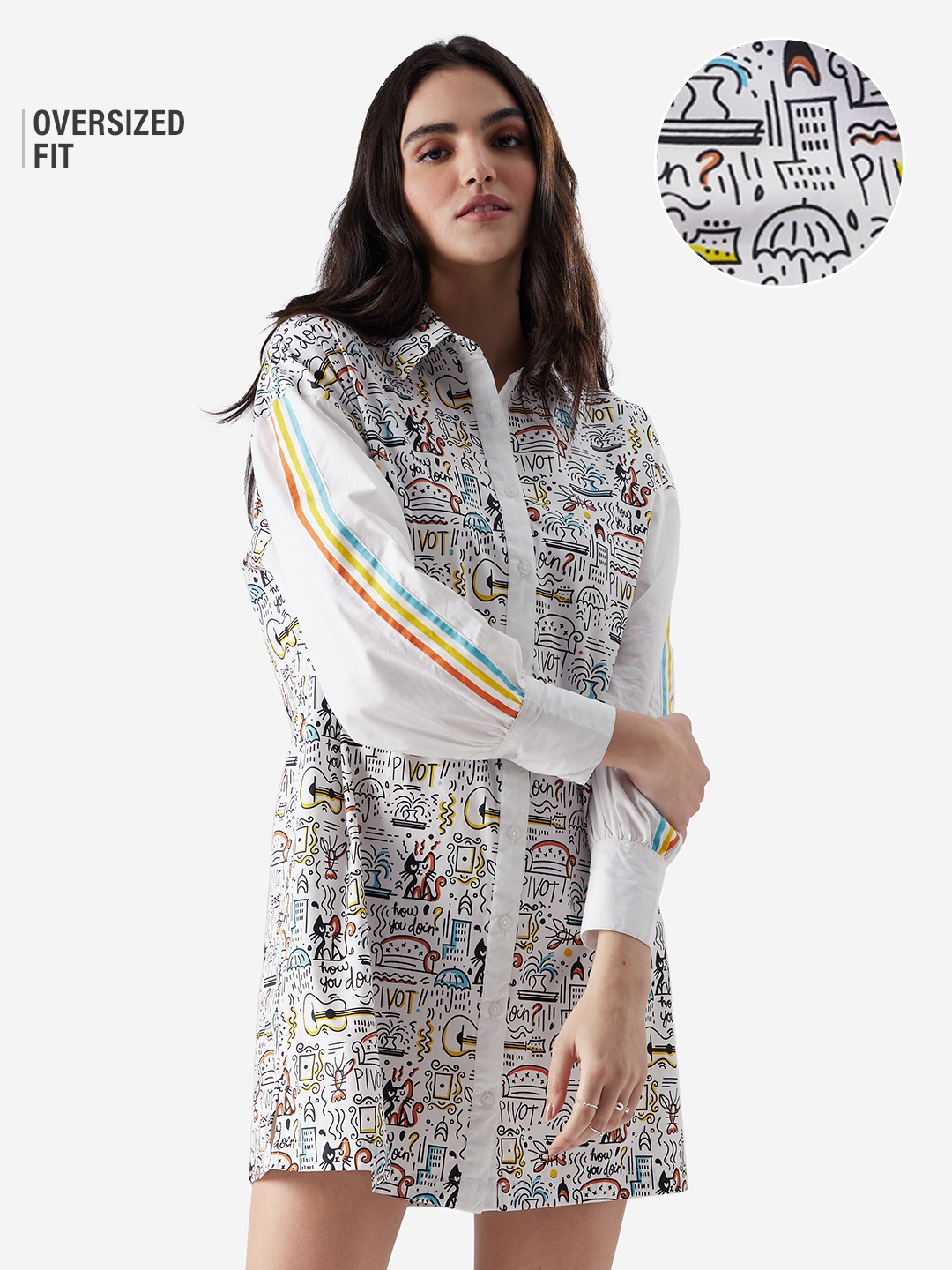 The Souled Store | Women's FRIENDS The One With The Doodle  Oversized Shirt Dresses