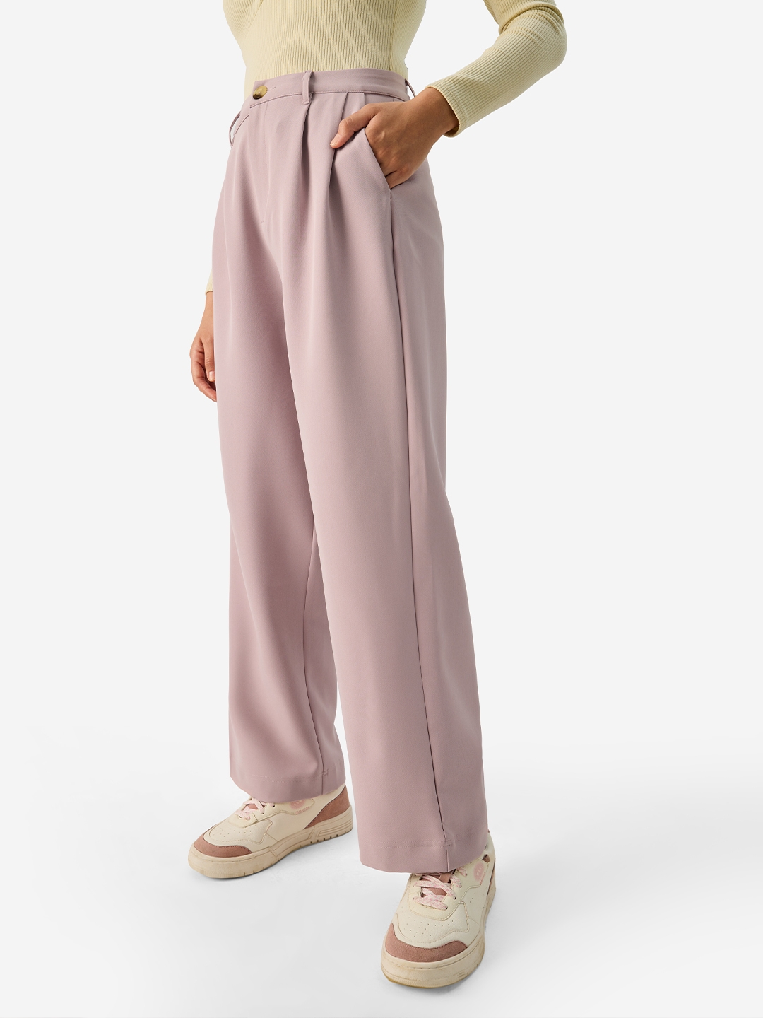 The Souled Store | Women's Solids Dusky Rose Pants