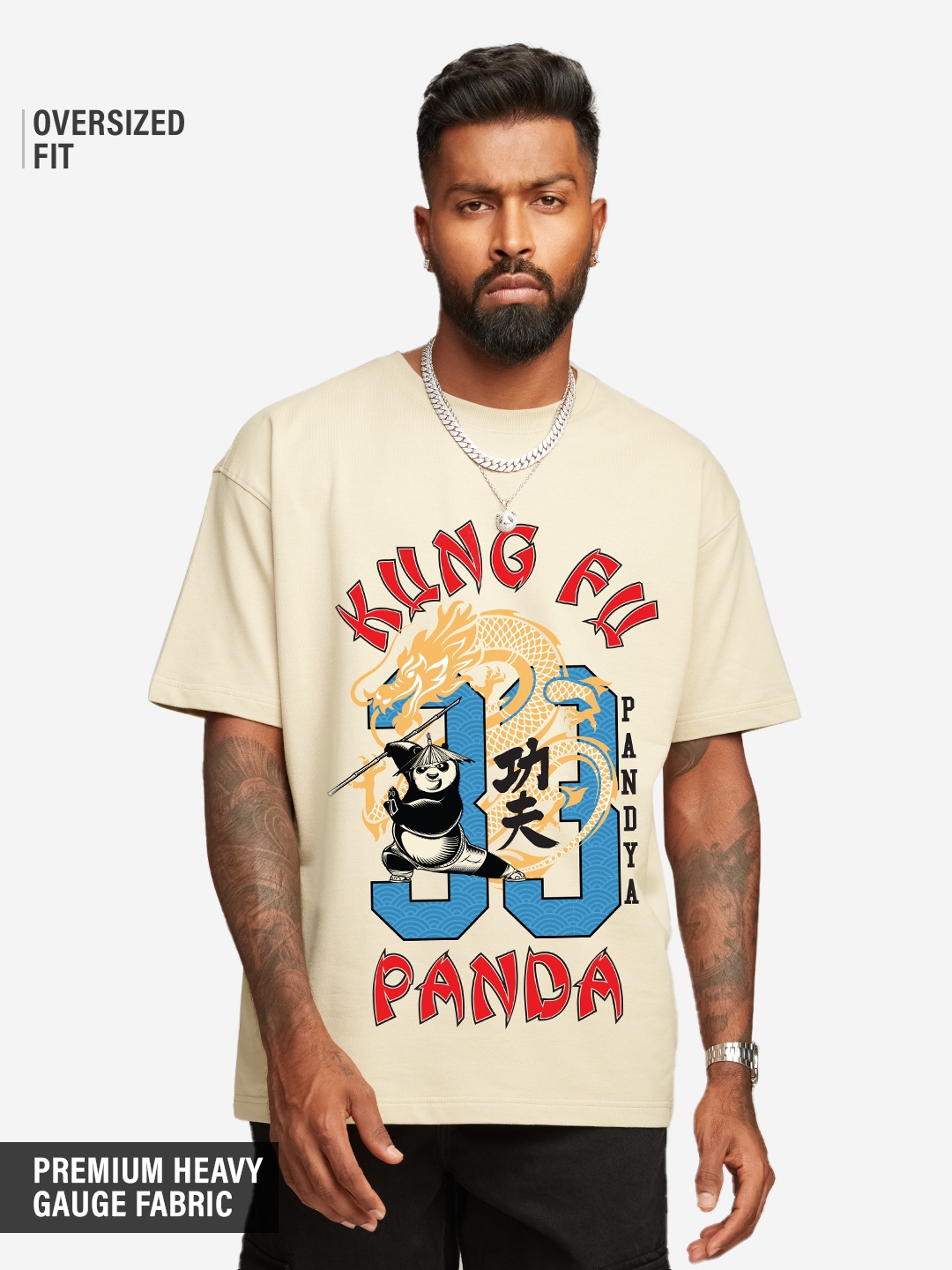 Men's Kung Fu Panda Panda 33 Oversized T-Shirts