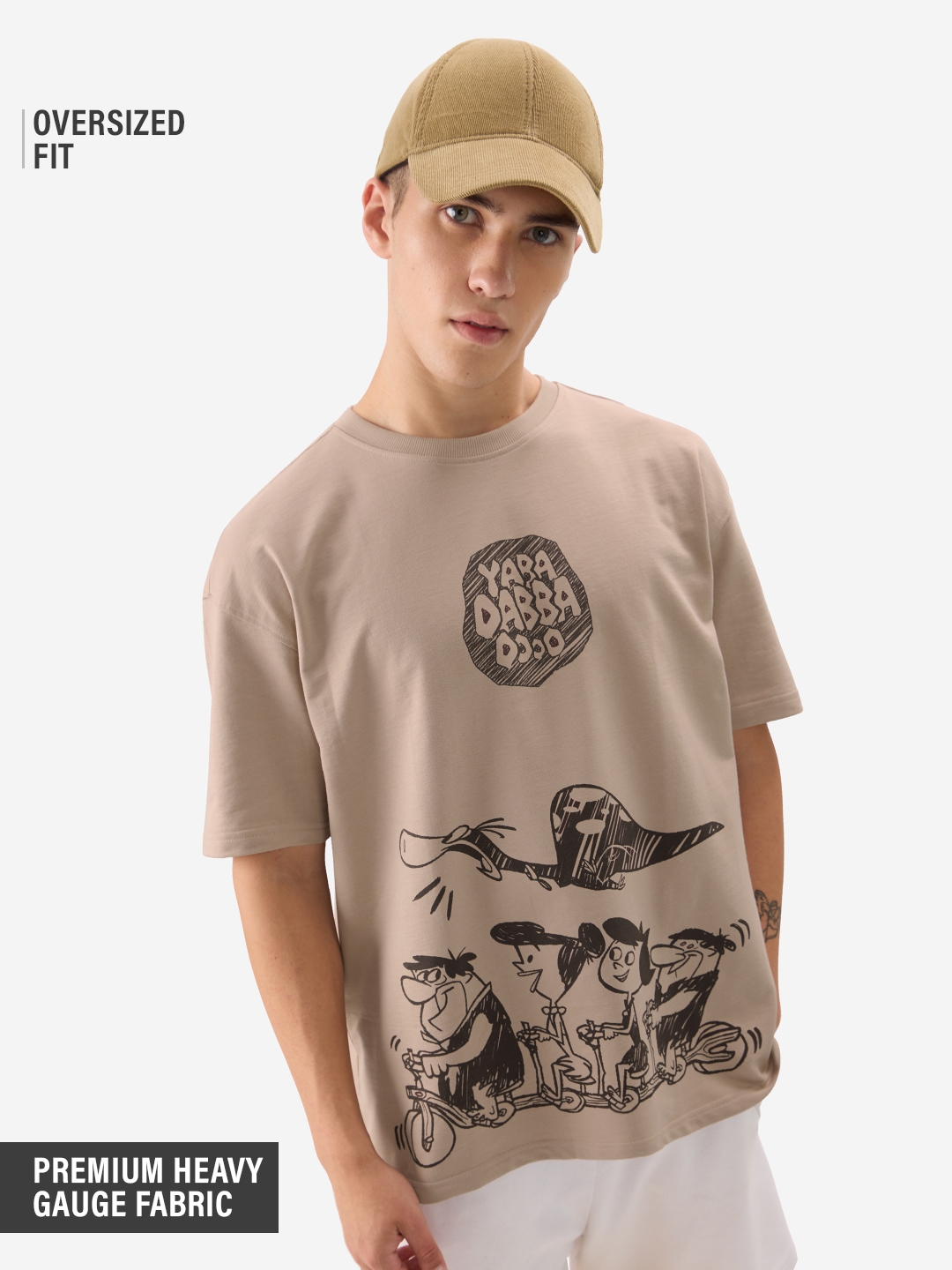 The Souled Store | Men's The Flintstones Yabba Dabba Doo Oversized T-Shirts