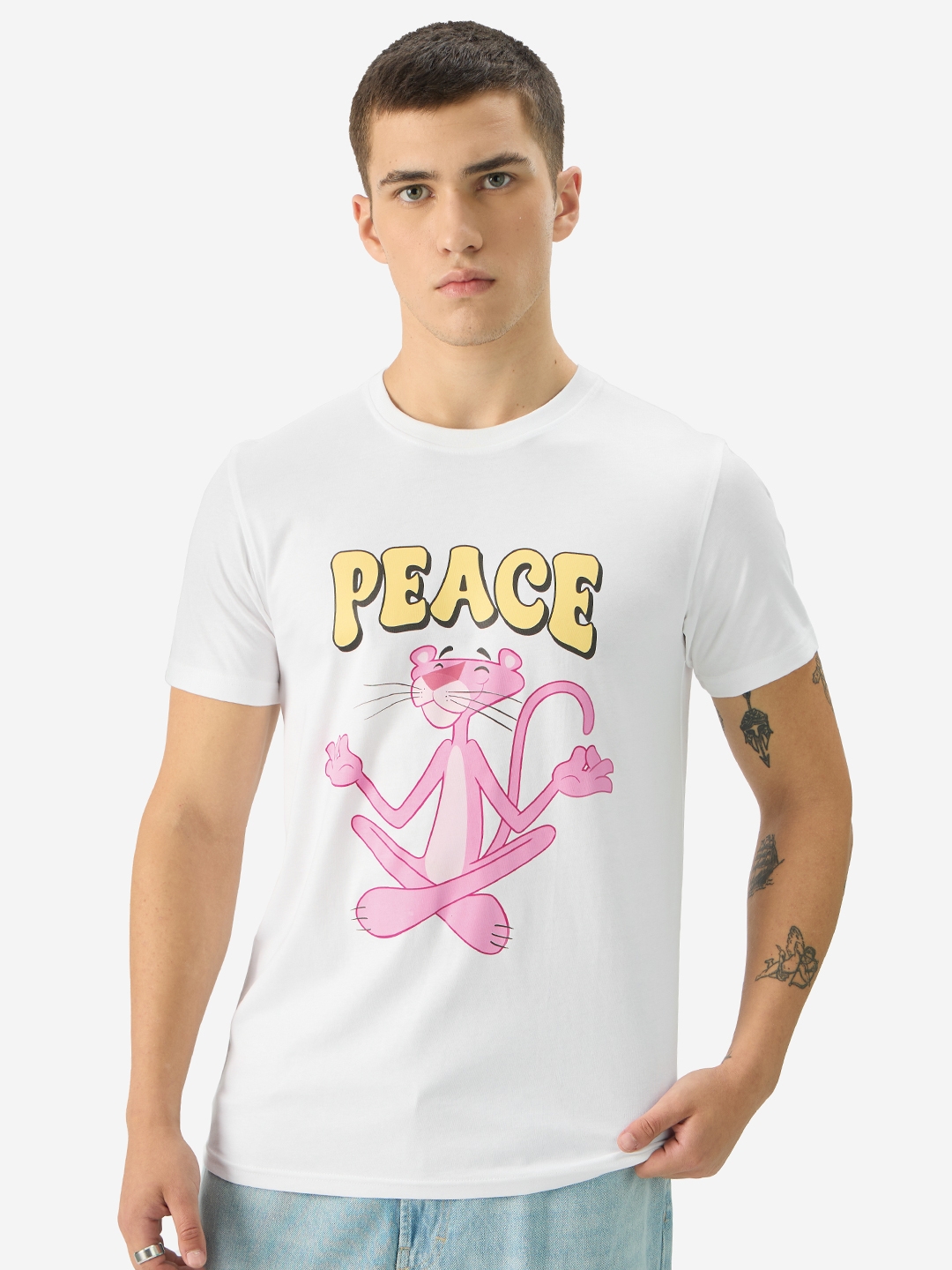The Souled Store | Men's Pink Panther: Peace T-Shirts