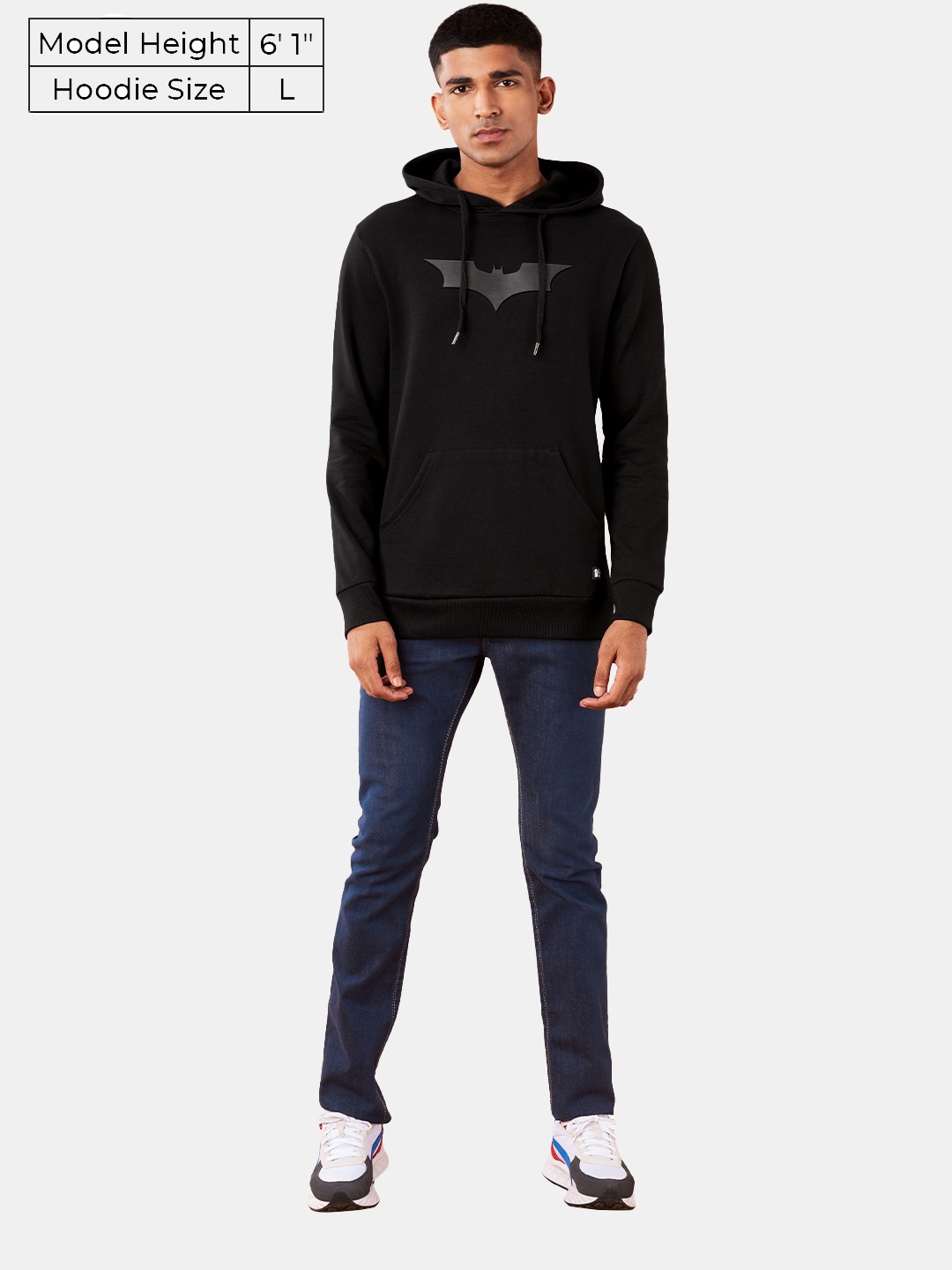 Men's Batman: 3D Logo Black Printed Hoodies
