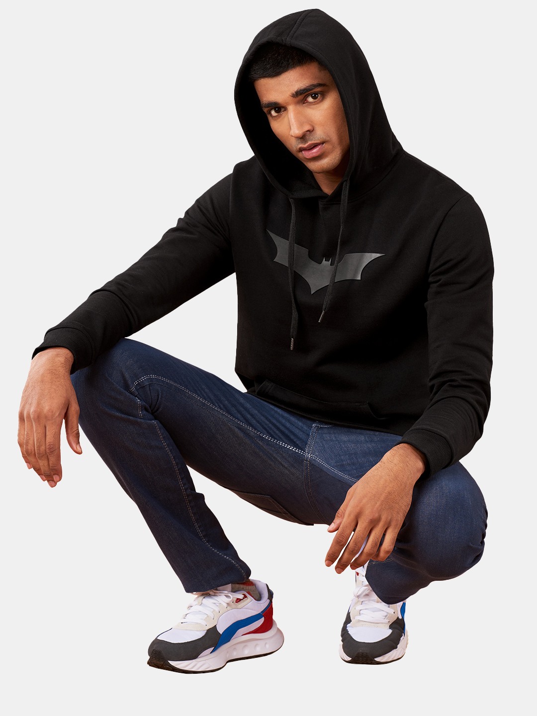 Men's Batman: 3D Logo Black Printed Hoodies