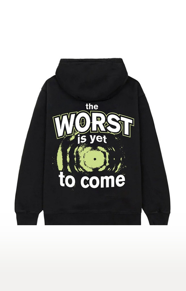 Women's Black Cotton Typographic The Worst Is Yet Hoodies