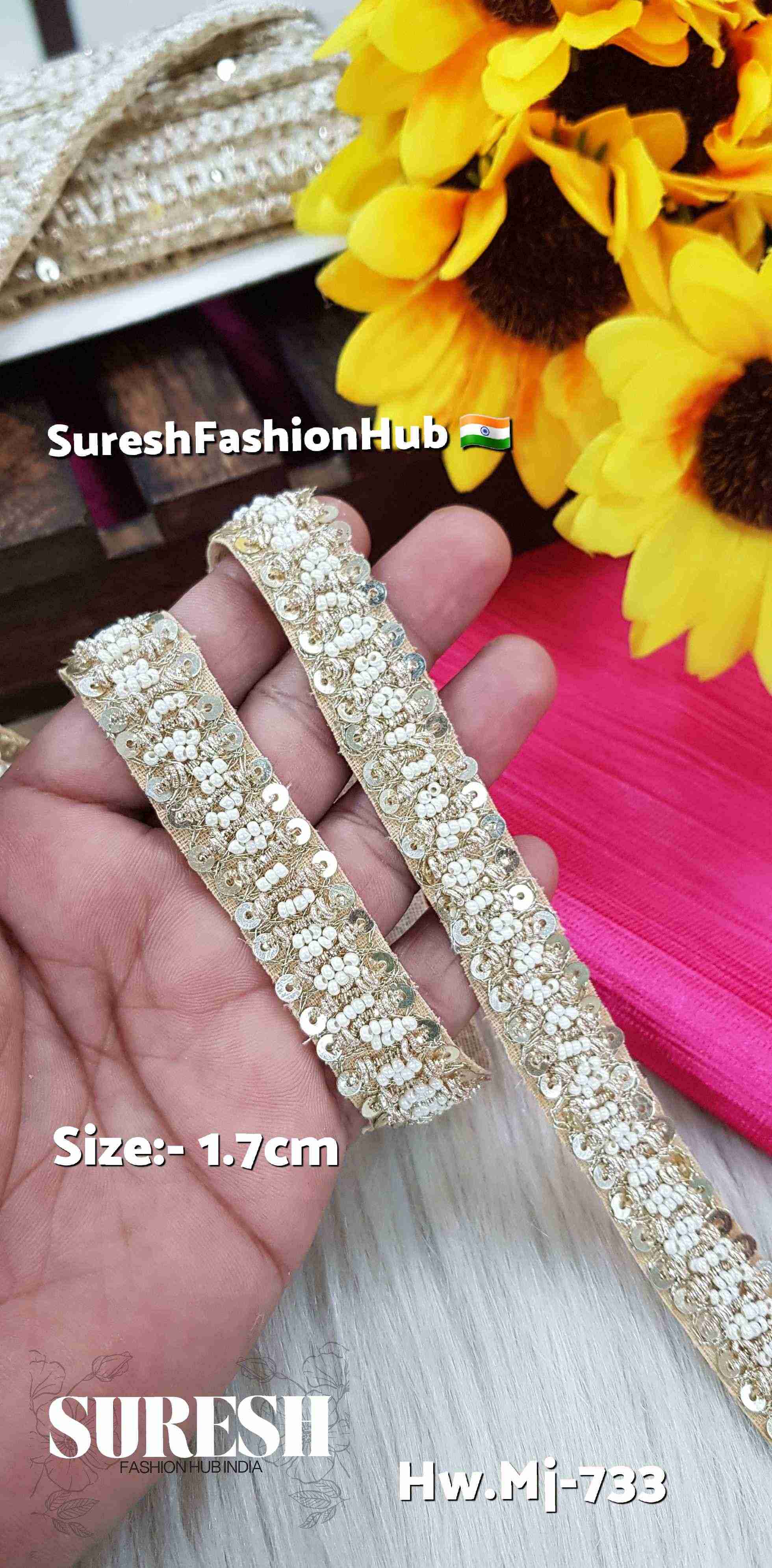 Light Gold  Handcrafted Zardozi Double-Sided Cutwork Border