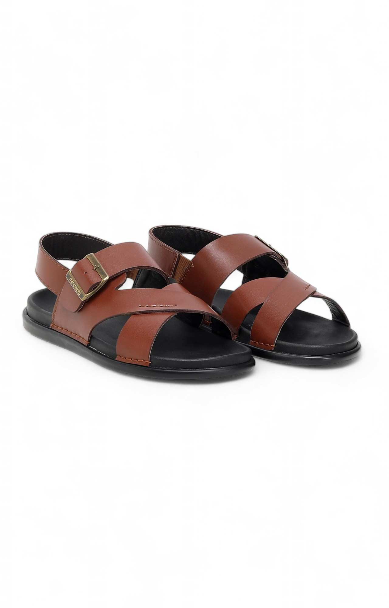 Men Wine Criss-Cross Sandals with Buckle