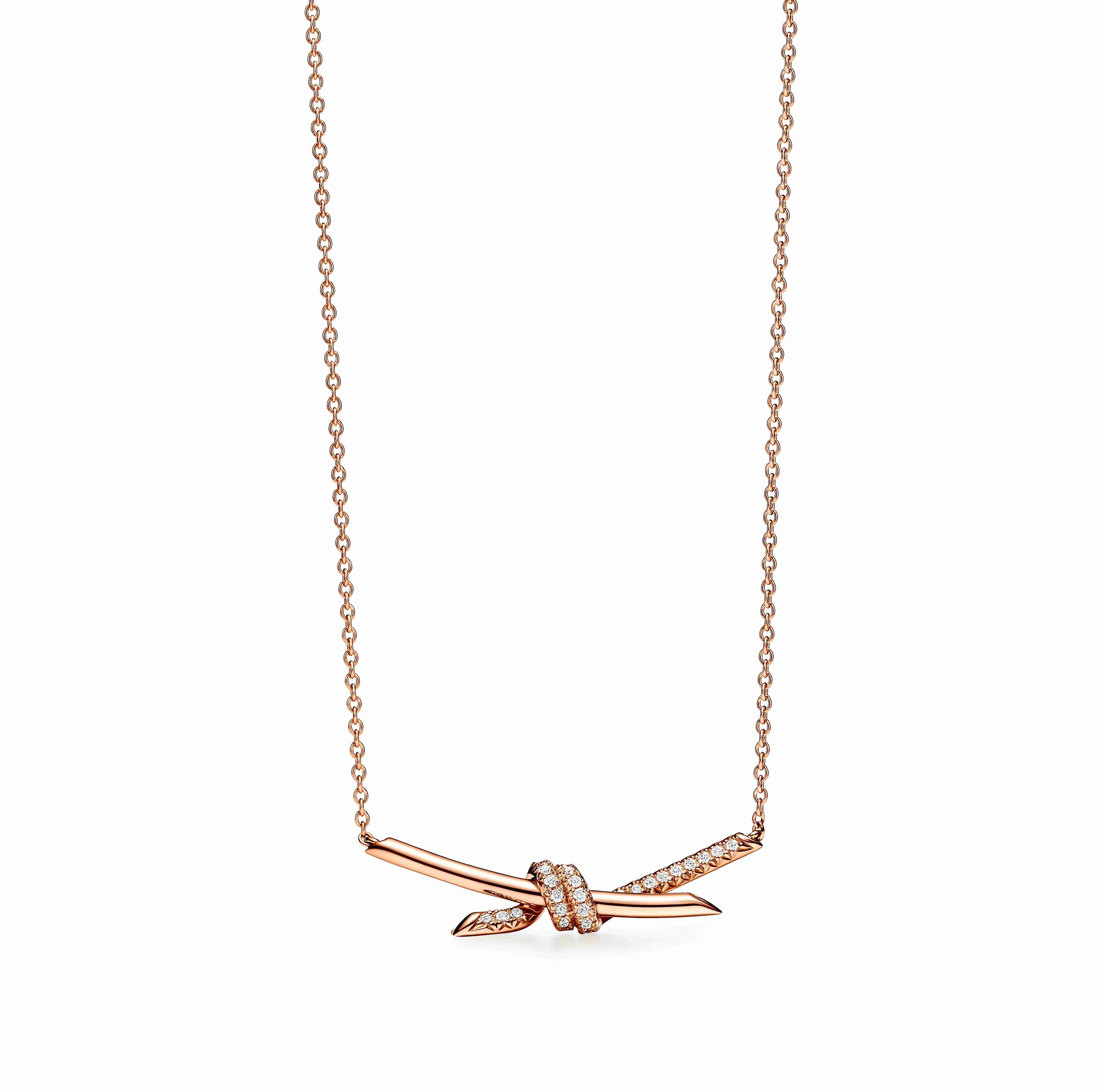 Tiffany Knot : Pendant in Rose Gold with Diamonds