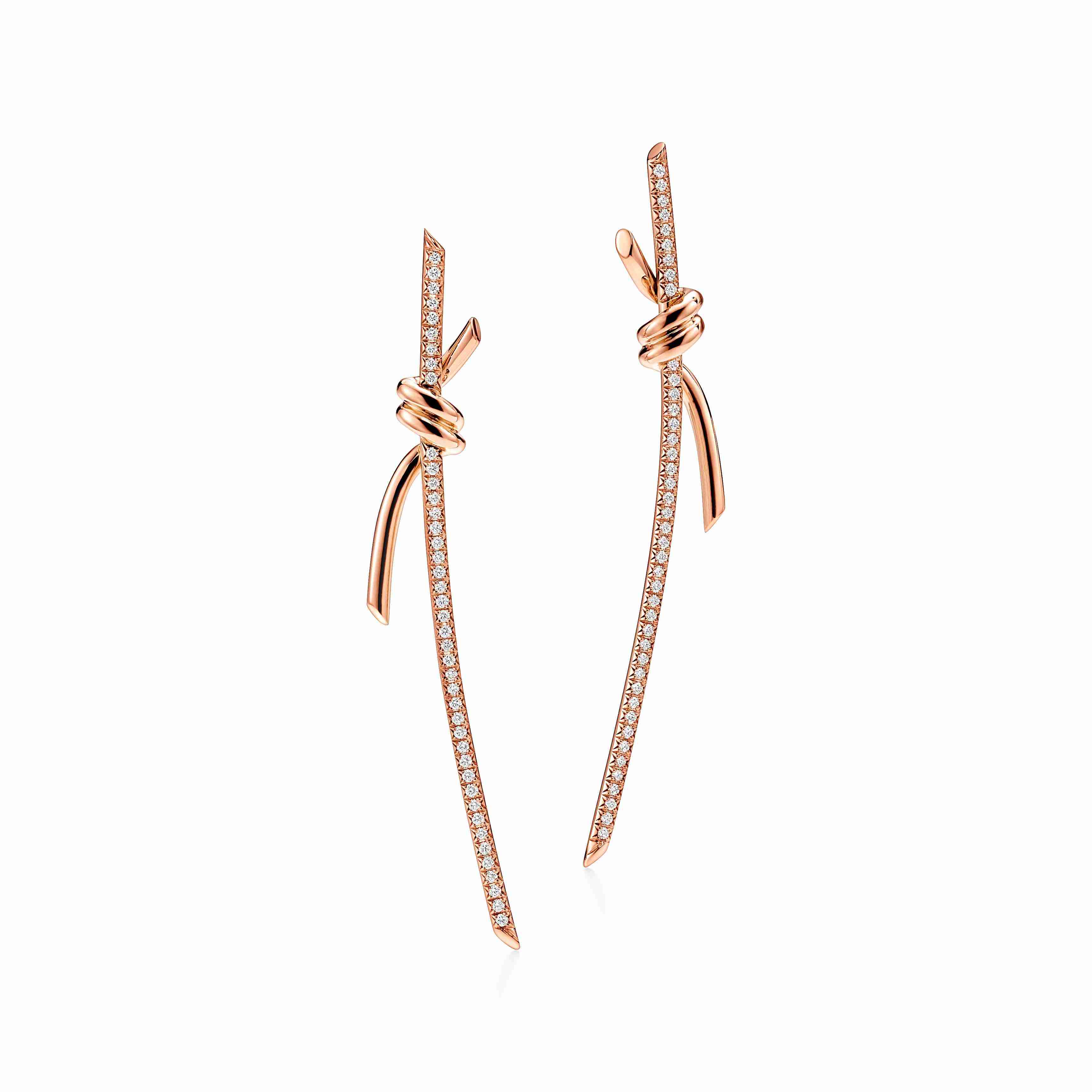 Tiffany Knot : Drop Earrings in Rose Gold with Diamonds