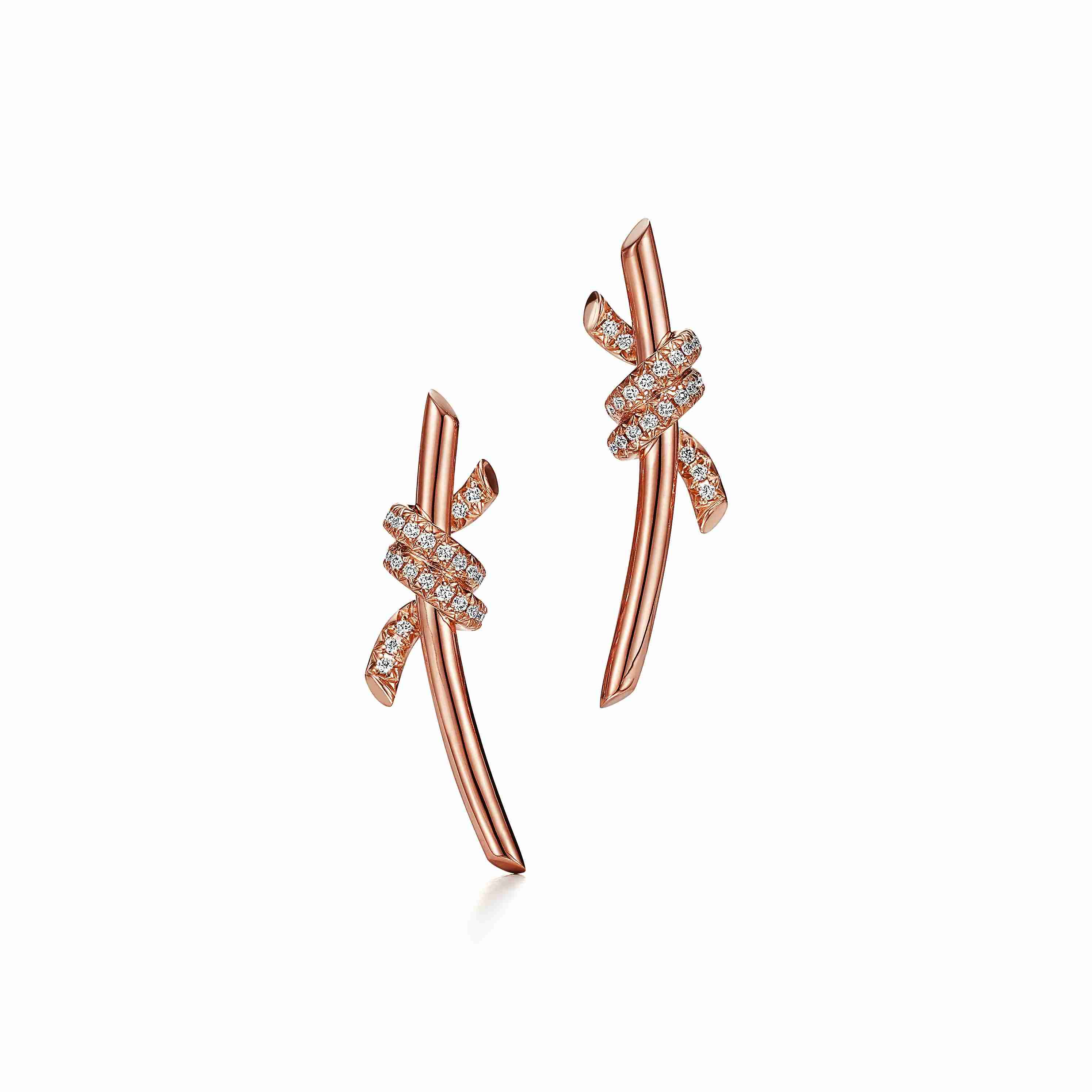 Tiffany Knot : Earrings in Rose Gold with Diamonds