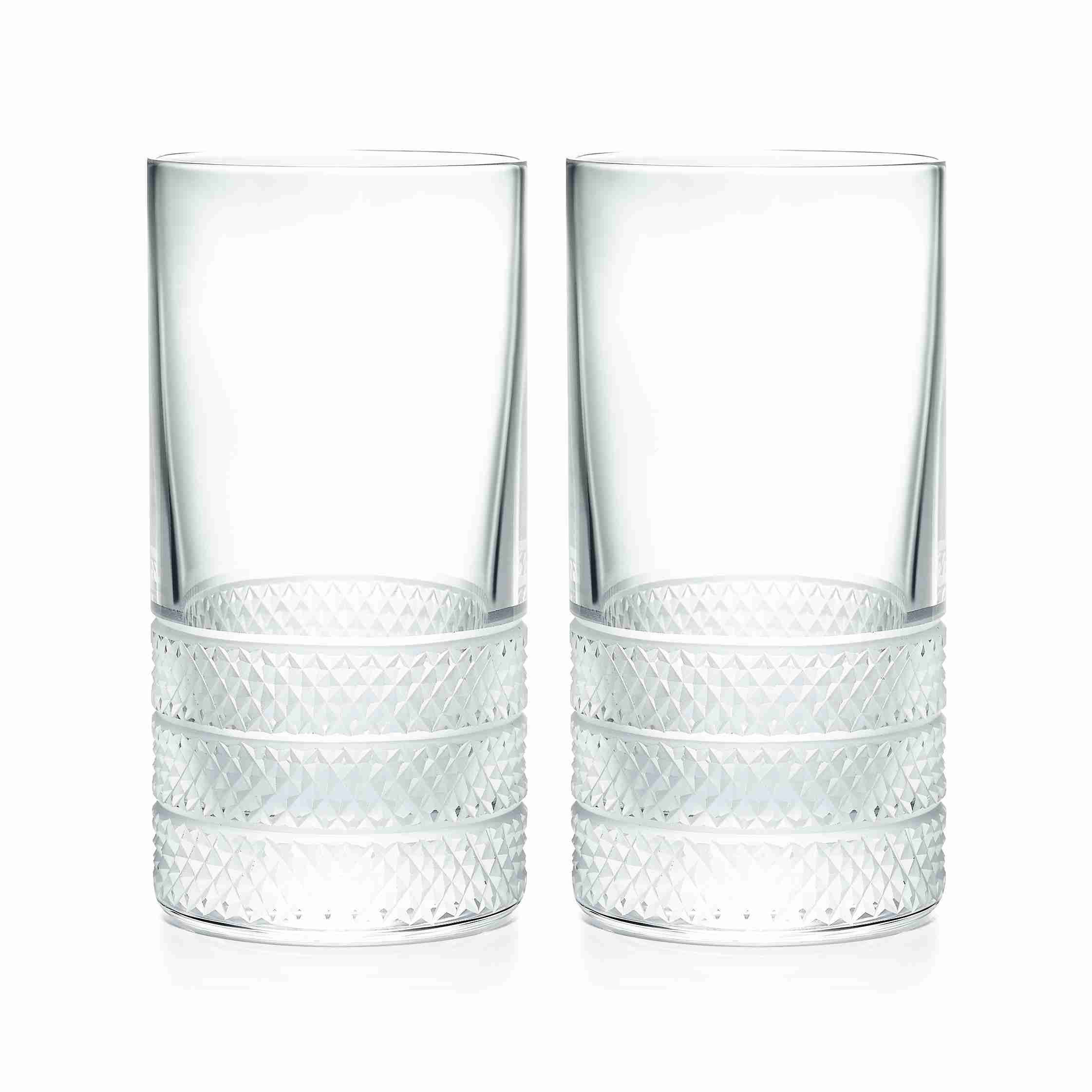 Diamond Point : Highball Glasses in Clear Lead Crystal