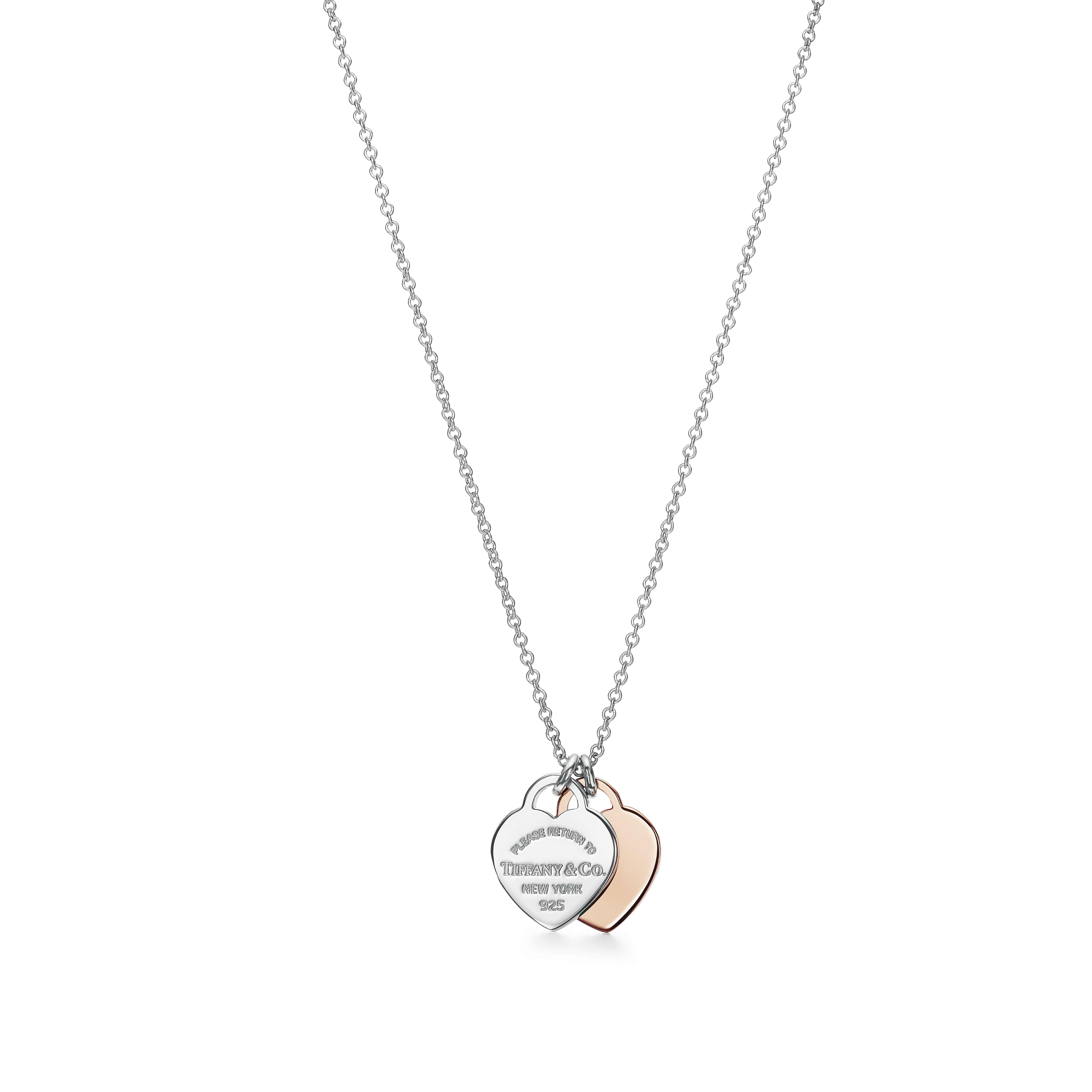Return to Tiffany™:Double Heart Tag Pendant:in Silver and Rose Gold, Mini