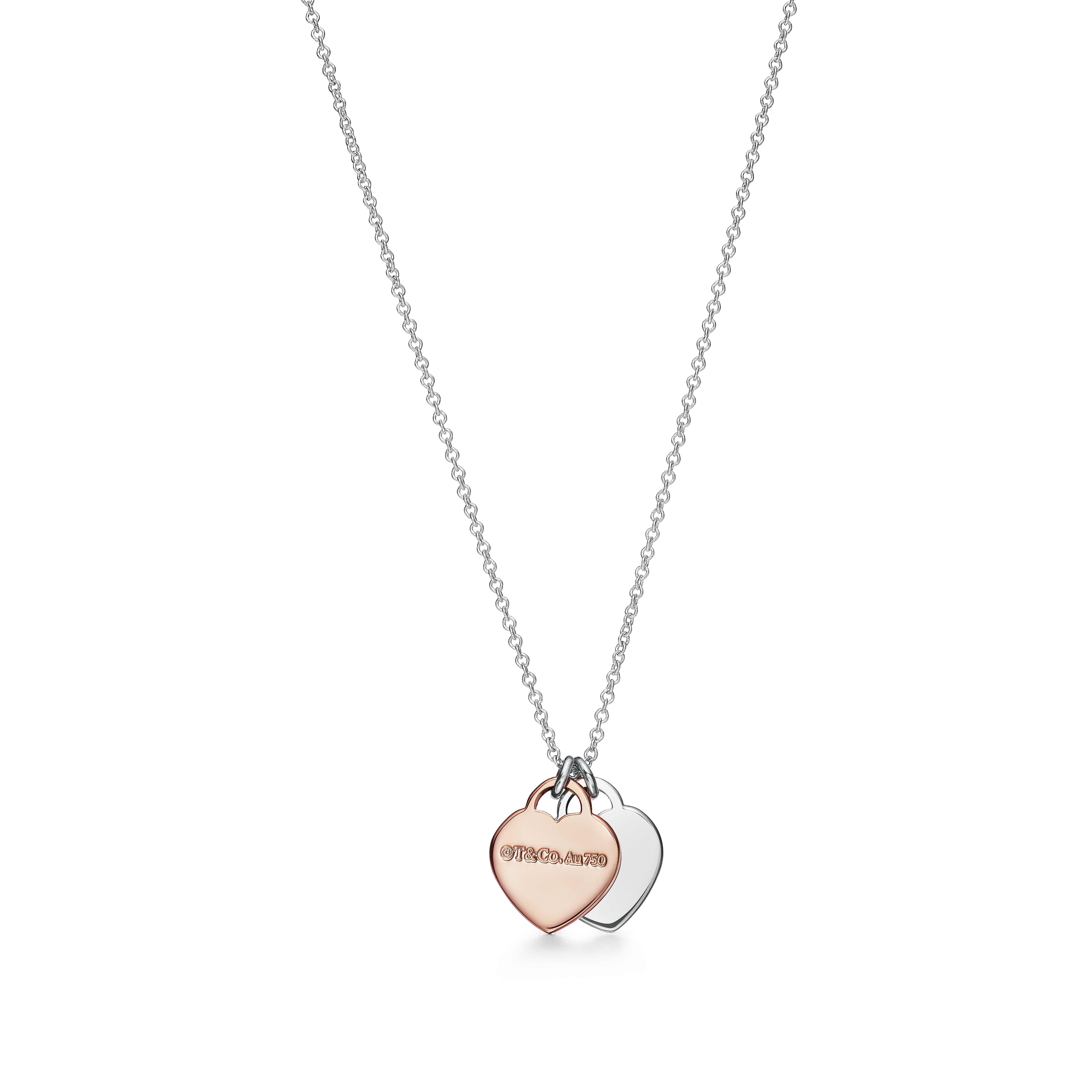 Return to Tiffany™:Double Heart Tag Pendant:in Silver and Rose Gold, Mini