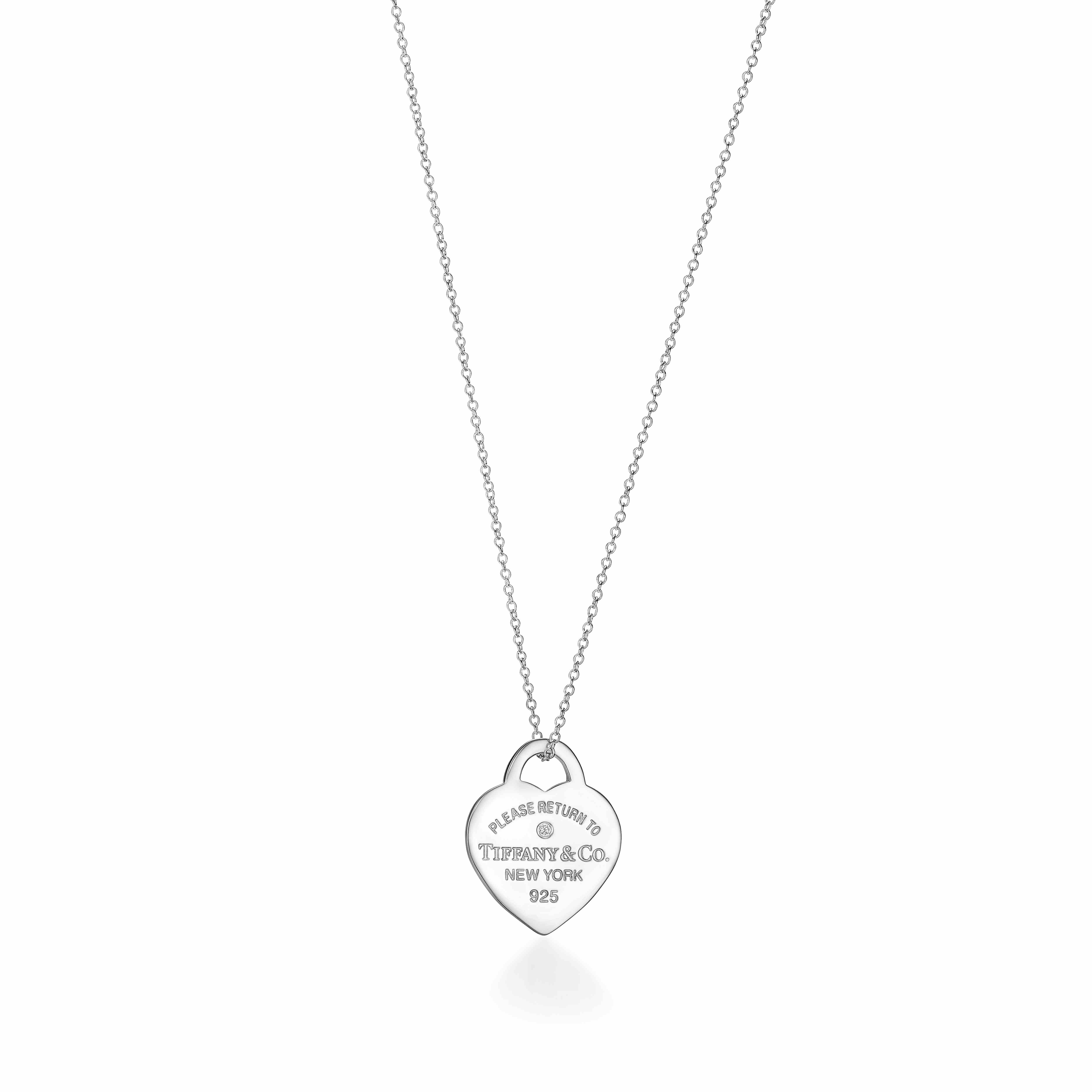 Return to Tiffany™:Heart Tag Pendant:in Sterling Silver with a Diamond, Small