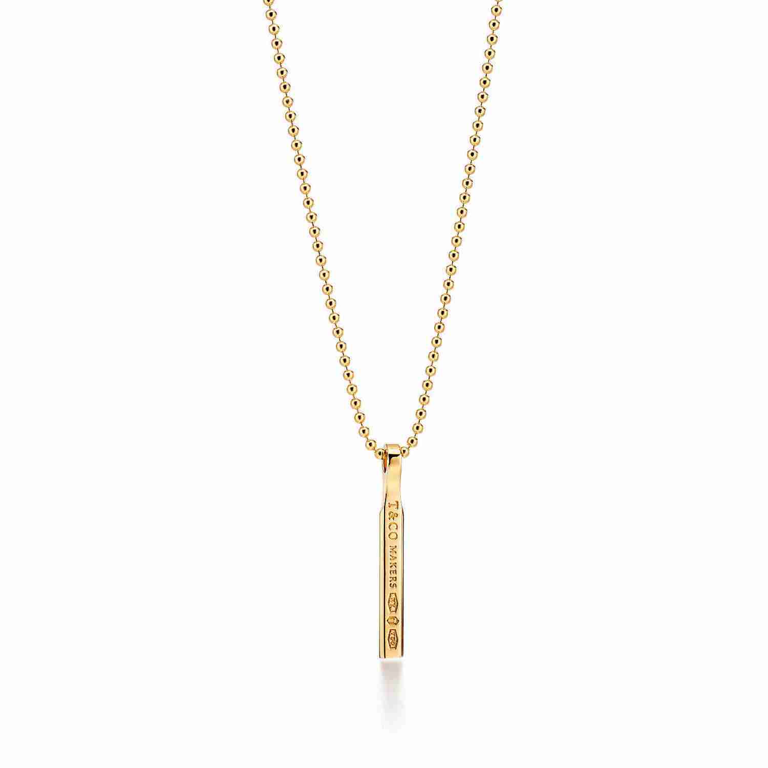 Tiffany 1837™ : Makers Bar Pendant in 18k Gold, 24"