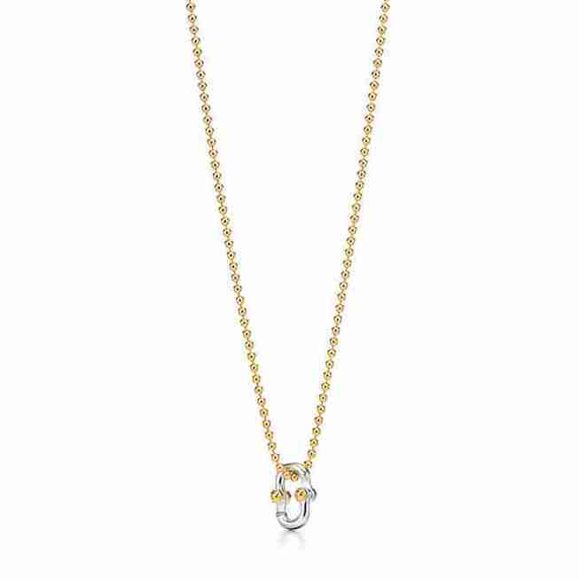 Tiffany & Co. : Makers Clip Pendant in 18k Gold and Sterling Silver, 24"
