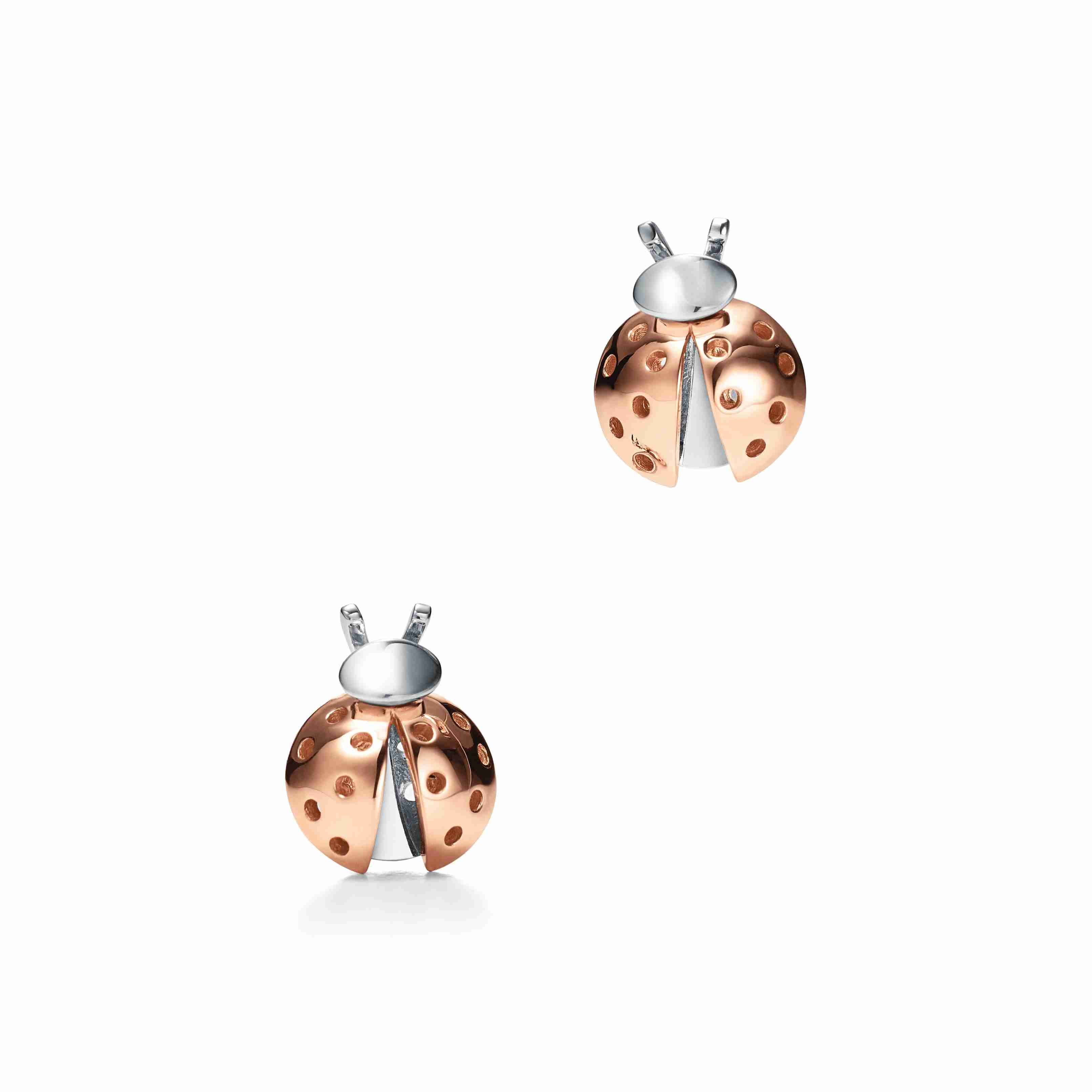 Return to Tiffany™ Love Bugs : Ladybug Earrings in 18k Rose Gold and Sterling Silver