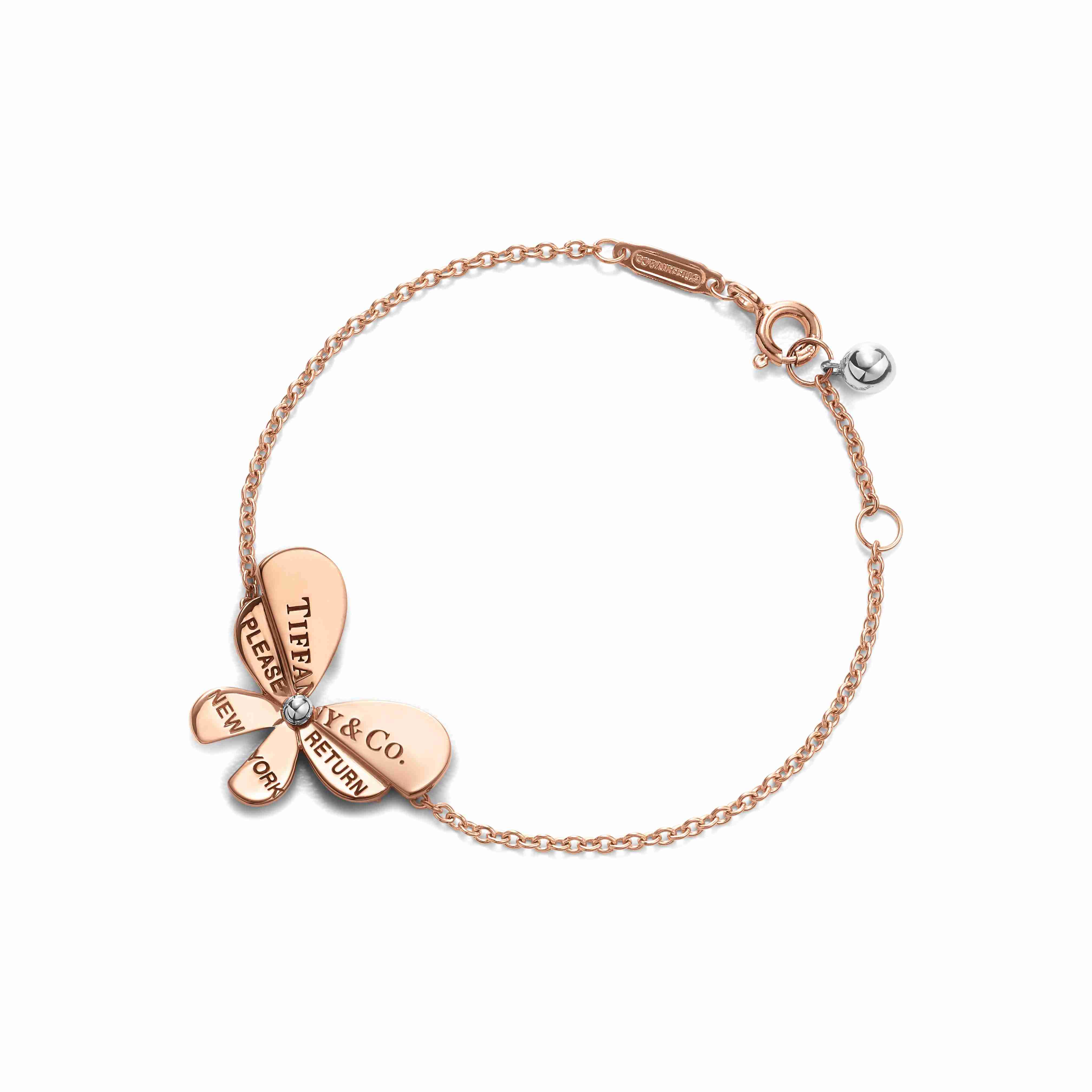 Tiffany & Co. : Butterfly Chain Bracelet in 18k Rose Gold and Sterling Silver